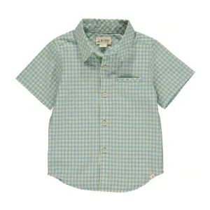 Boy's Plaid Short Sleeve Shirt In Pier Lemon & Blue
