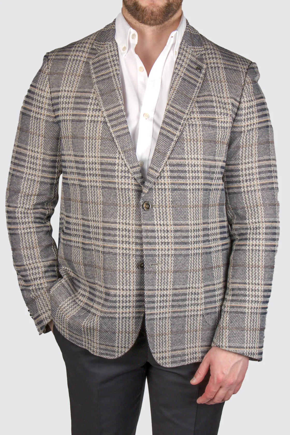 Bugatti Check Jacket Lt Grey/Tan
