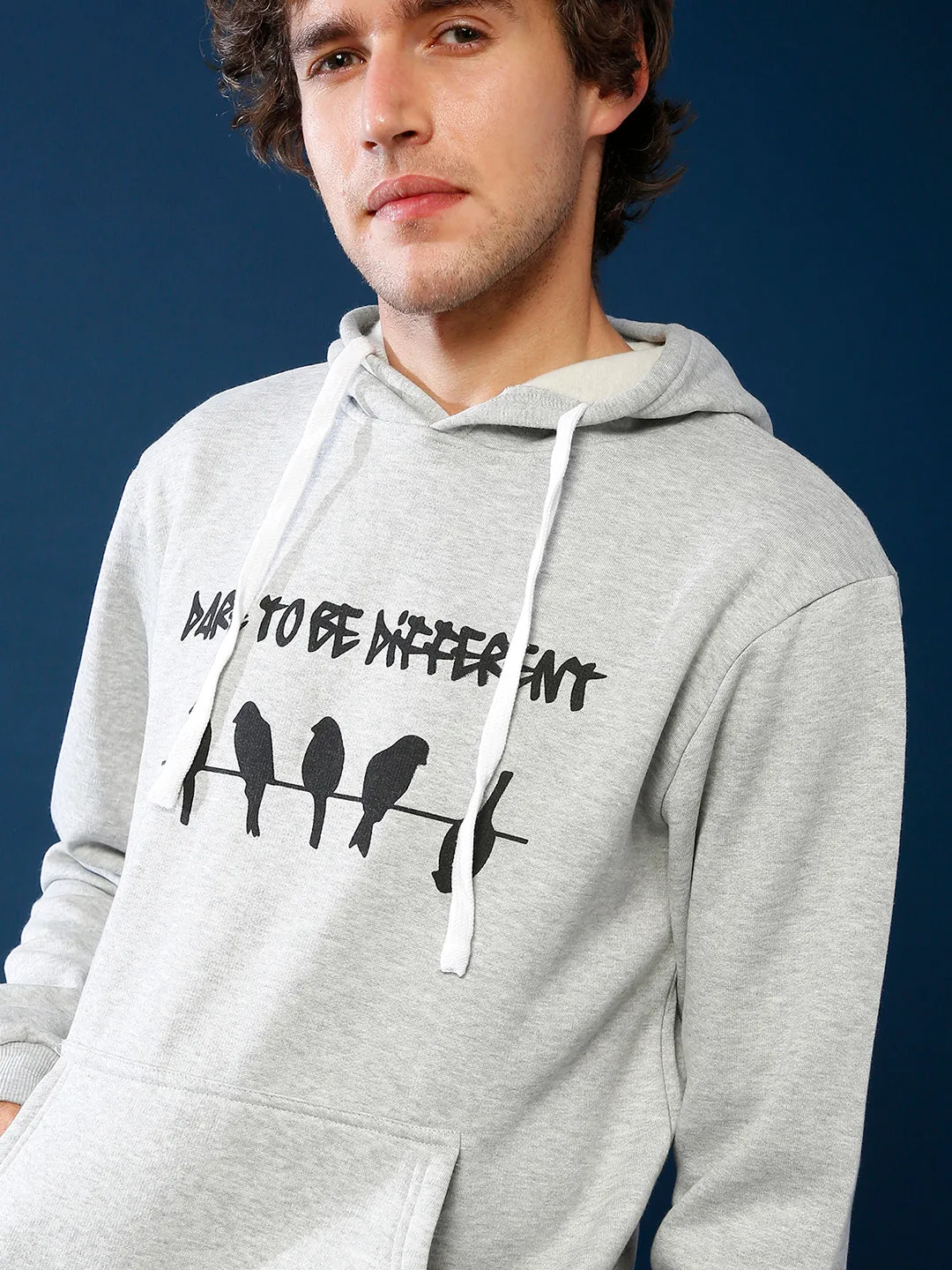 Campus Sutra Men Stylish Printed Casual Hooded Sweatshirt