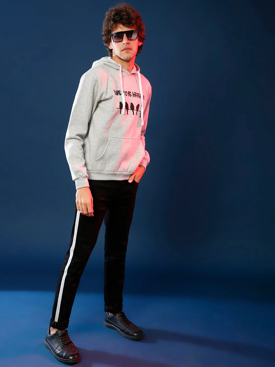 Campus Sutra Men Stylish Printed Casual Hooded Sweatshirt