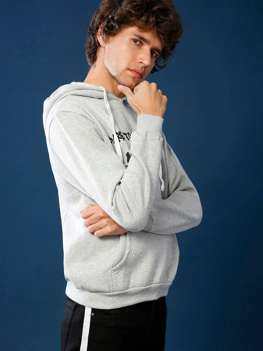 Campus Sutra Men Stylish Printed Casual Hooded Sweatshirt
