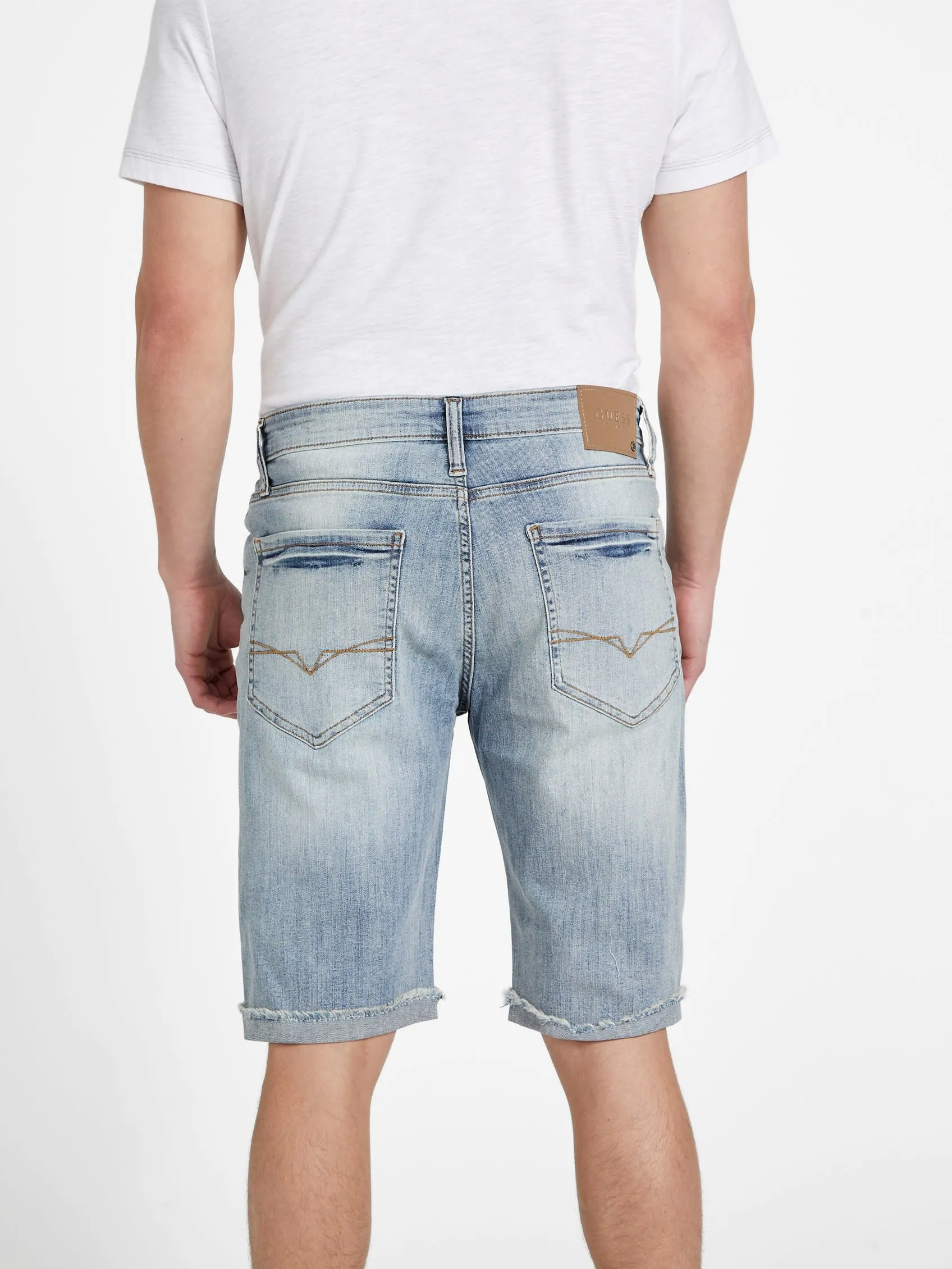 Eco Abby Distressed Straight Denim Shorts
