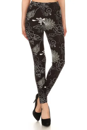 FASHNZFAB Super Soft Peach Skin Fabric, Multi-color Printed Knit Legging With Elastic High Waist Band