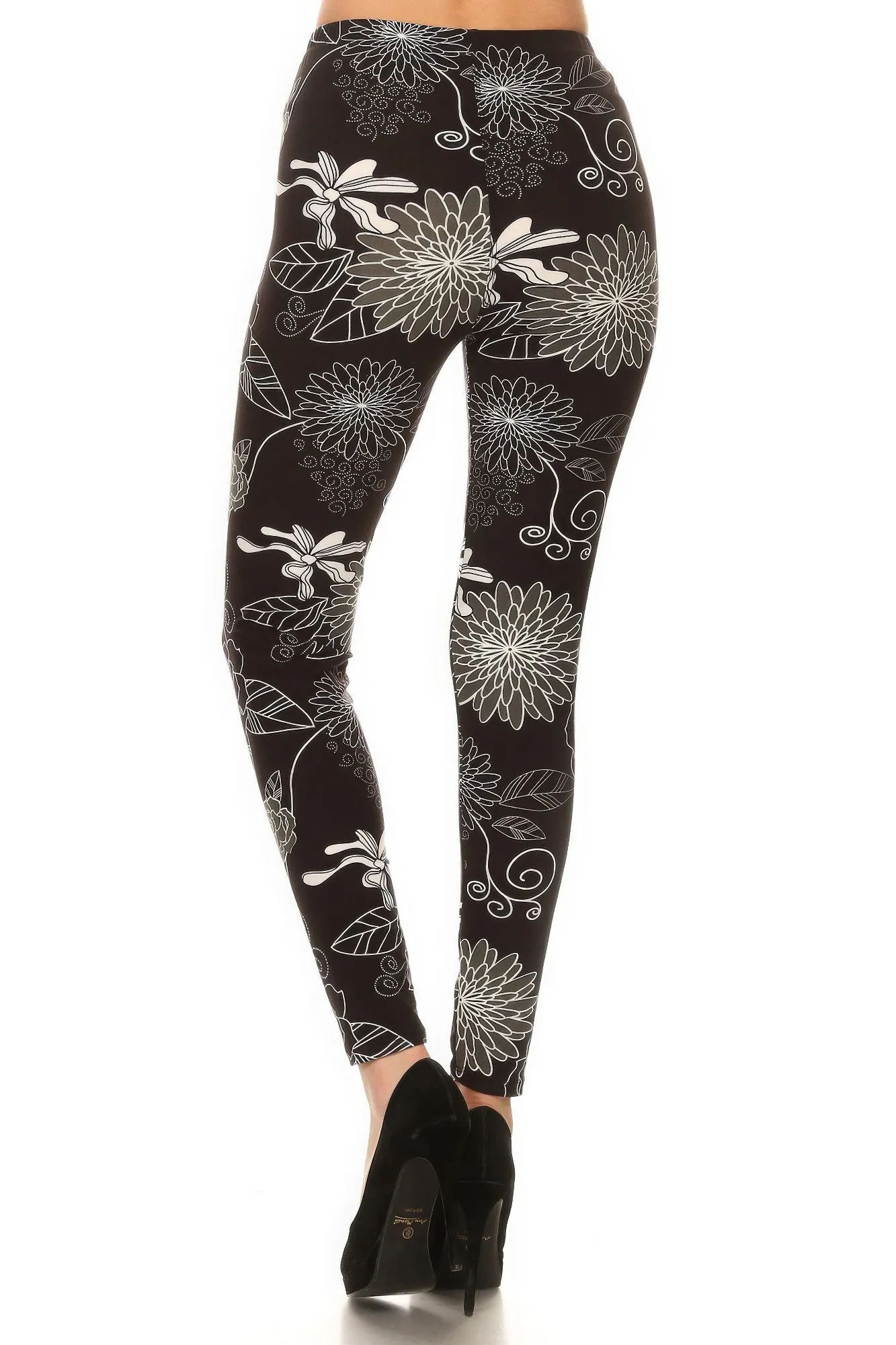 FASHNZFAB Super Soft Peach Skin Fabric, Multi-color Printed Knit Legging With Elastic High Waist Band