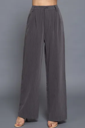 FASHNZFAB Women's Pin Stripe Woven Straight Pants