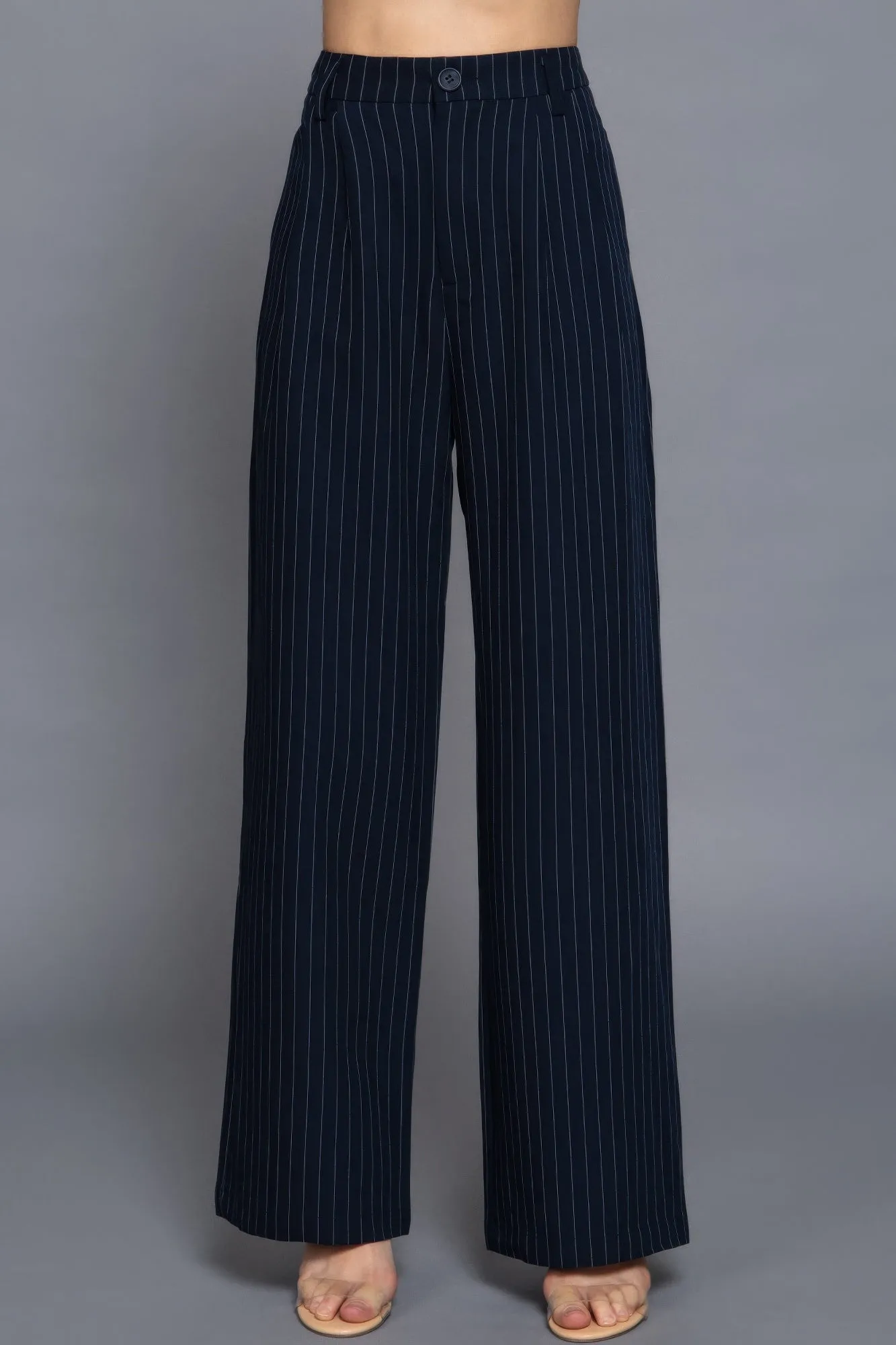 FASHNZFAB Women's Pin Stripe Woven Straight Pants