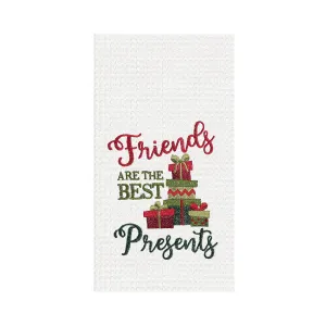 Friends Are The Best Presents Waffle Weave Kitchen Towel