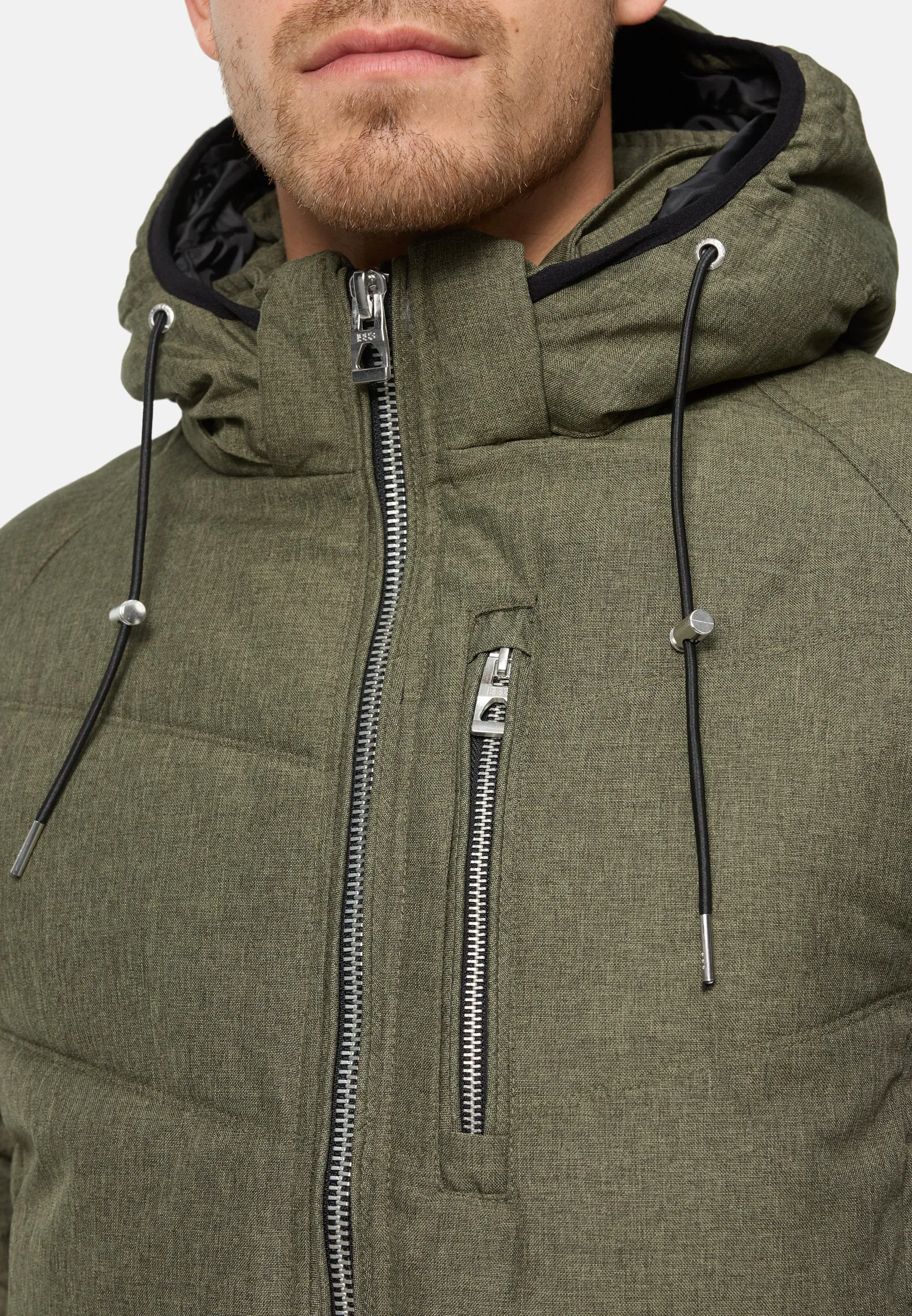 Indicode Herren Circus Steppjacke in Daunenjacken-Optik mit Kapuze