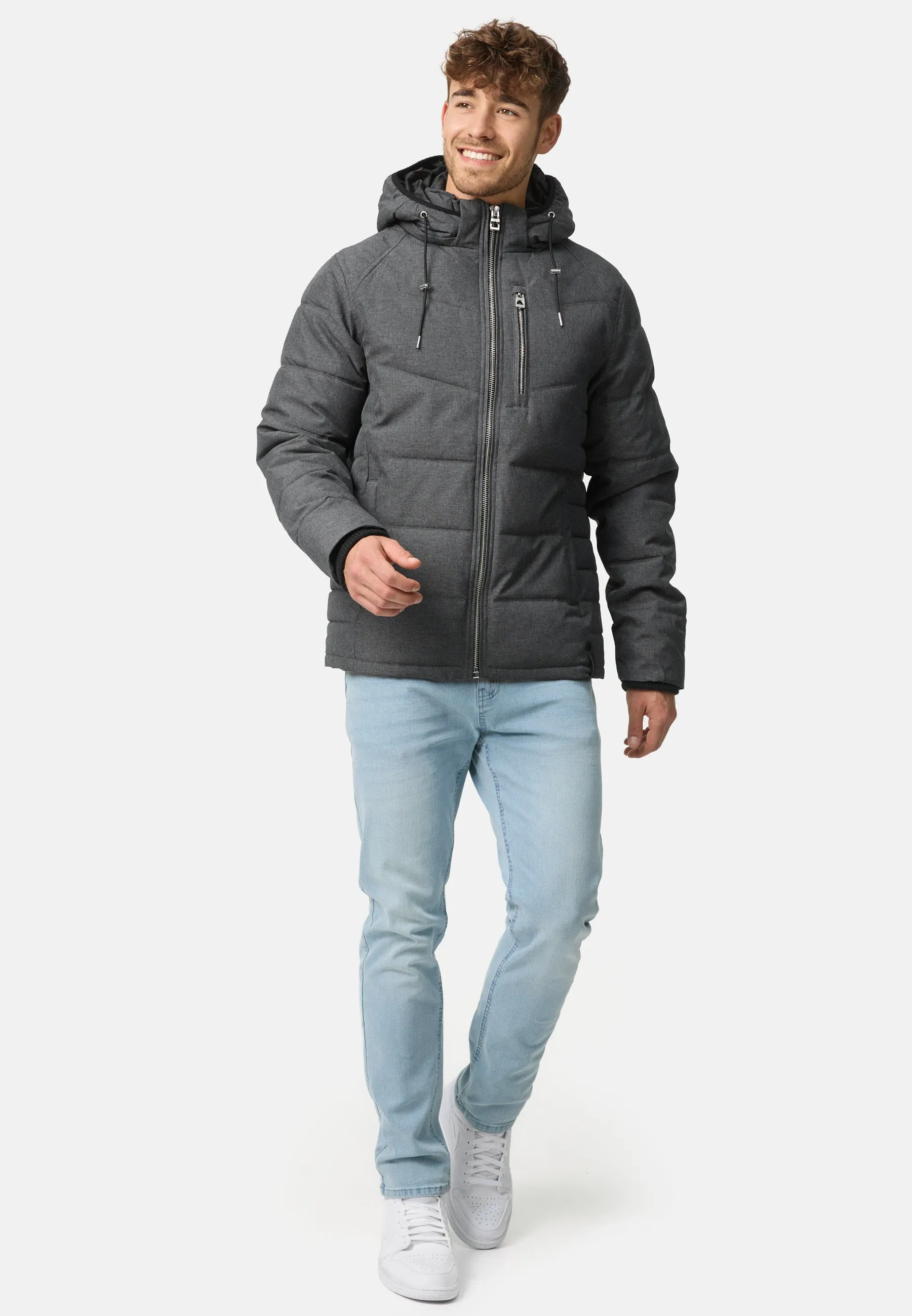 Indicode Herren Circus Steppjacke in Daunenjacken-Optik mit Kapuze