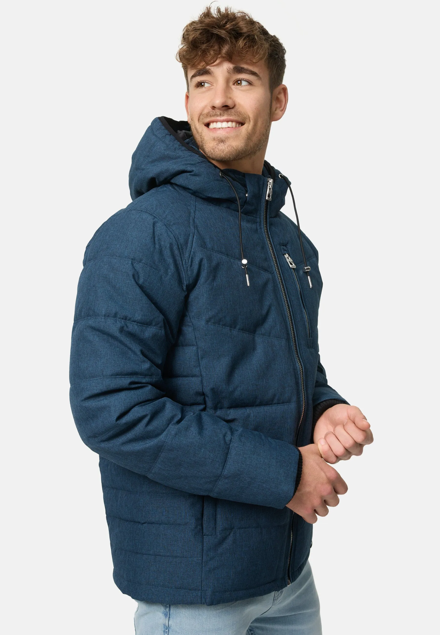 Indicode Herren Circus Steppjacke in Daunenjacken-Optik mit Kapuze