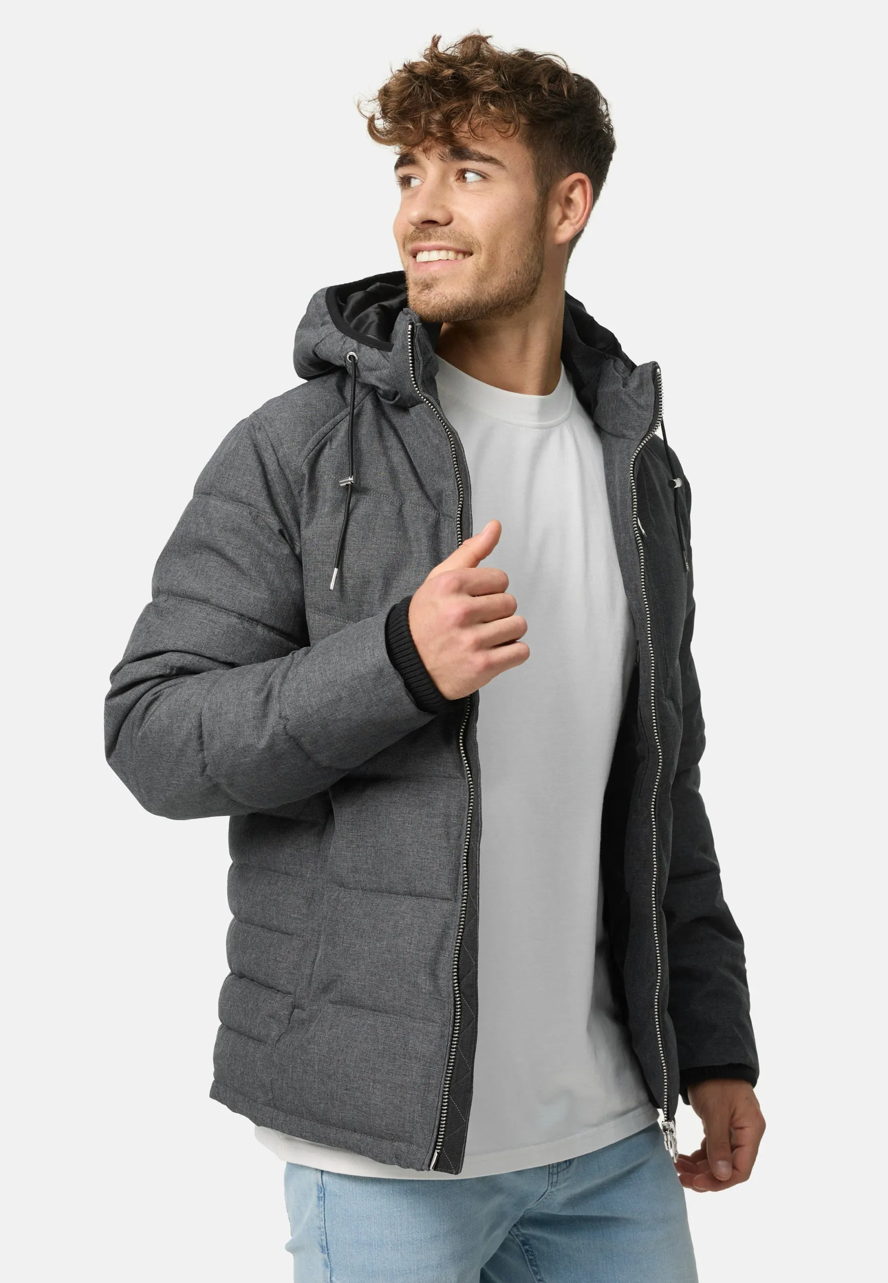 Indicode Herren Circus Steppjacke in Daunenjacken-Optik mit Kapuze