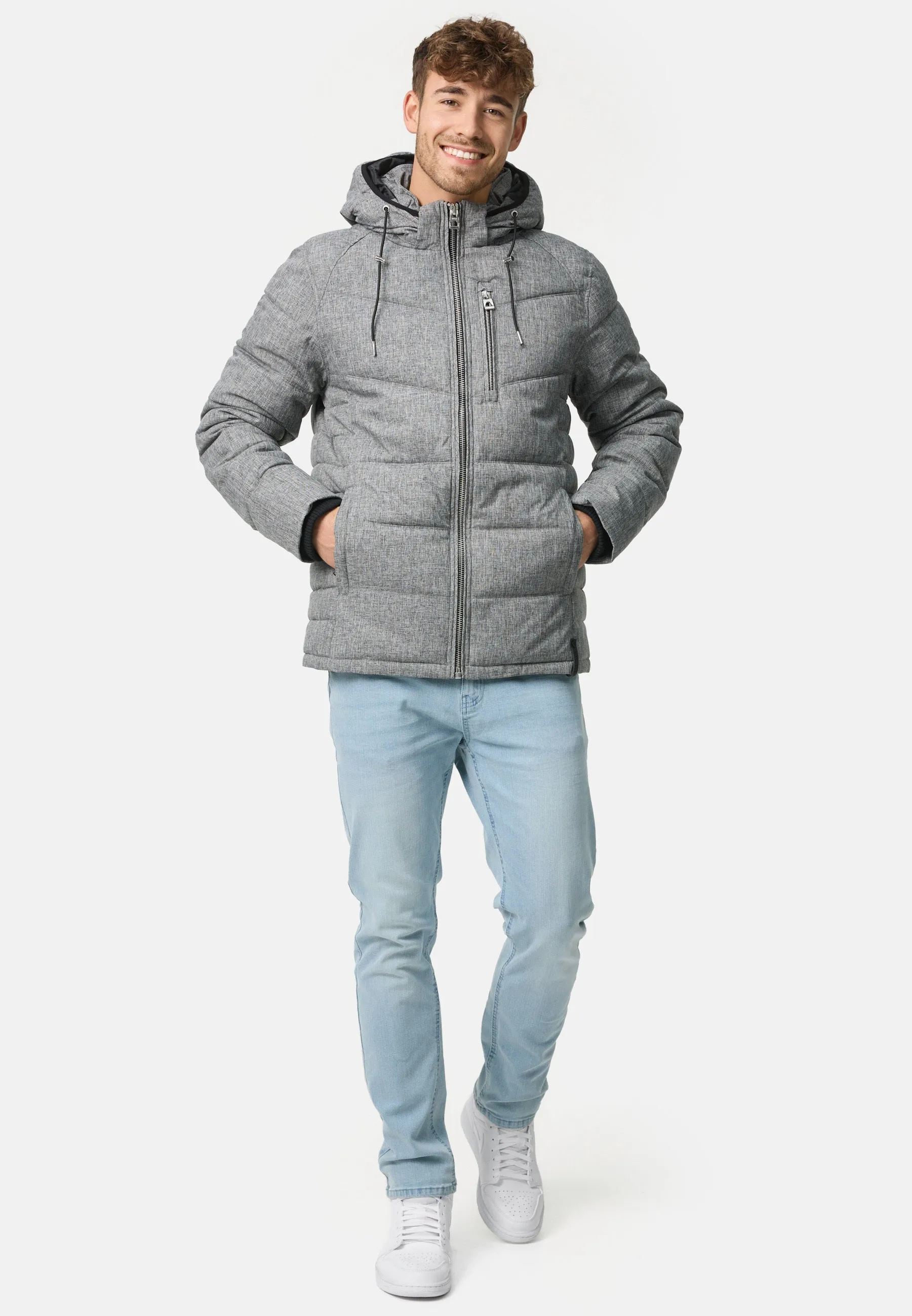 Indicode Herren Circus Steppjacke in Daunenjacken-Optik mit Kapuze