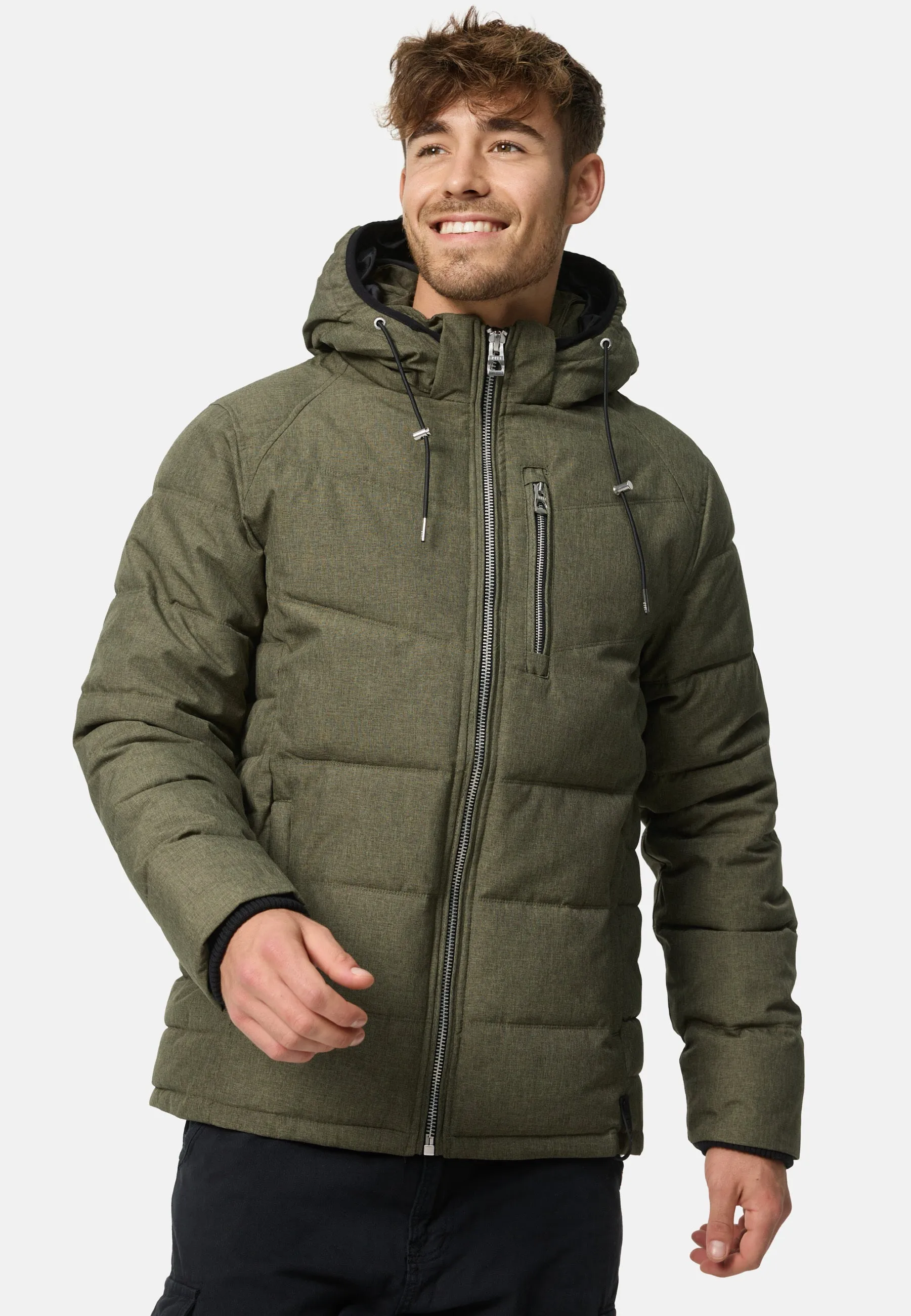 Indicode Herren Circus Steppjacke in Daunenjacken-Optik mit Kapuze