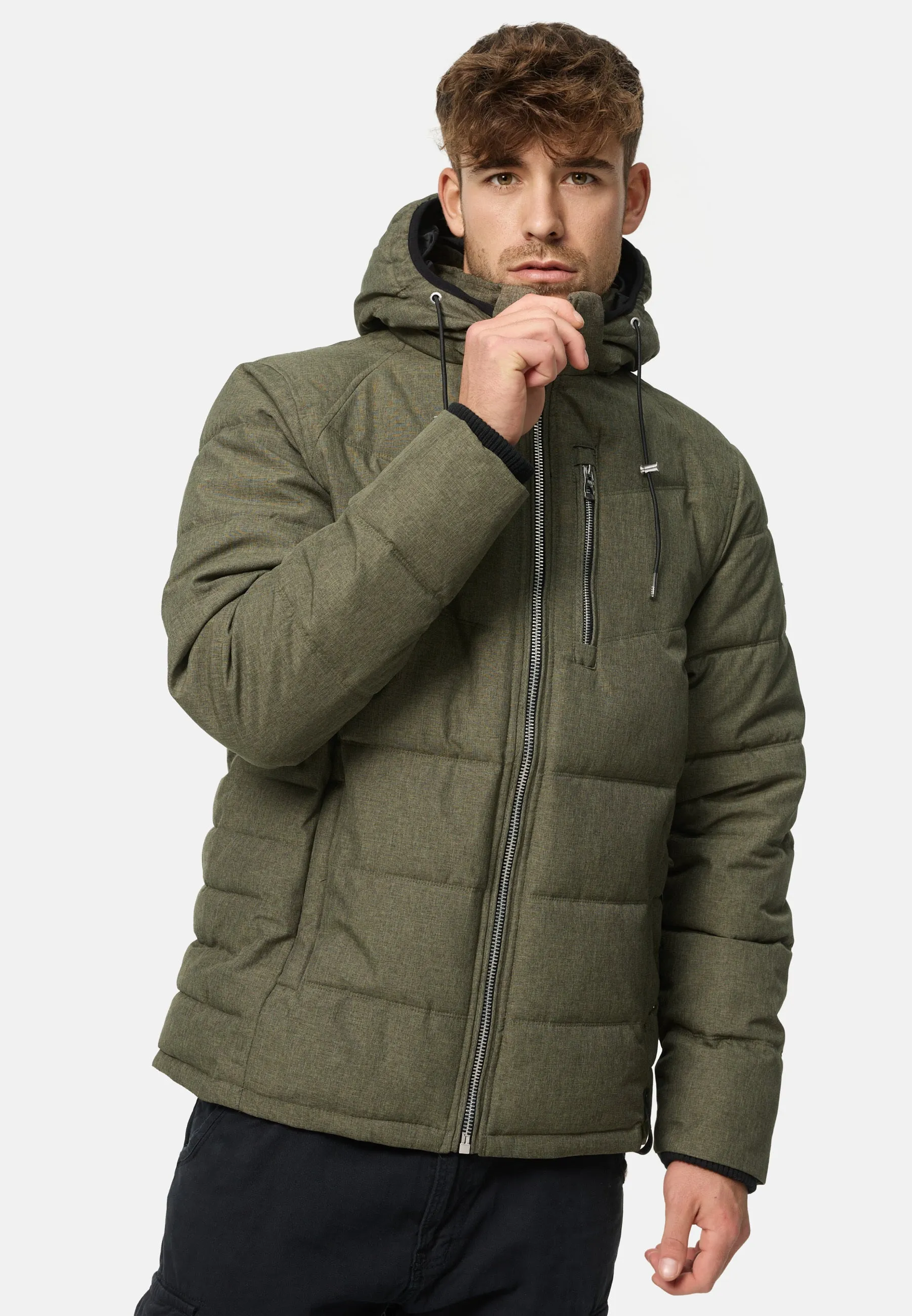 Indicode Herren Circus Steppjacke in Daunenjacken-Optik mit Kapuze