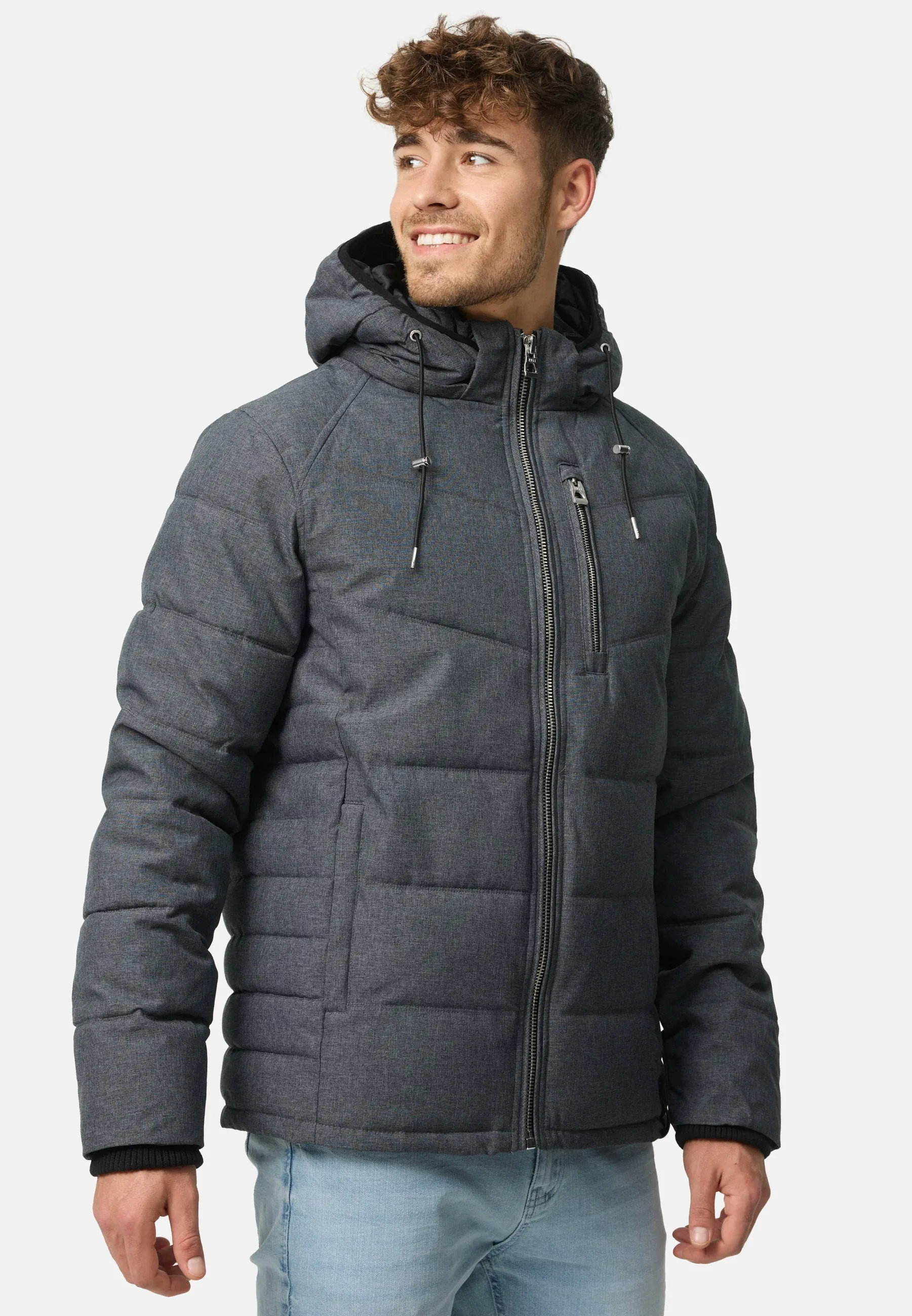 Indicode Herren Circus Steppjacke in Daunenjacken-Optik mit Kapuze