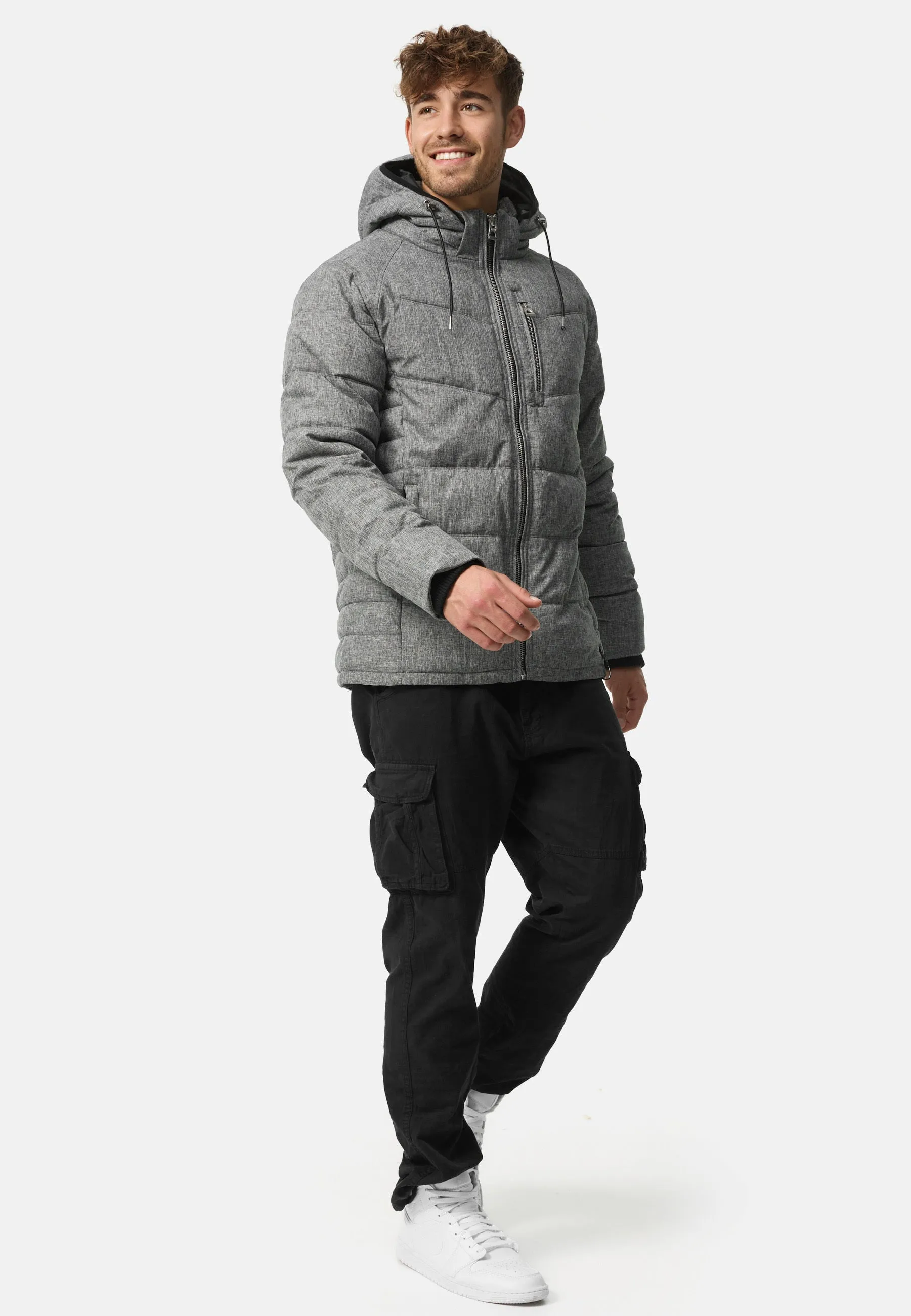 Indicode Herren Circus Steppjacke in Daunenjacken-Optik mit Kapuze
