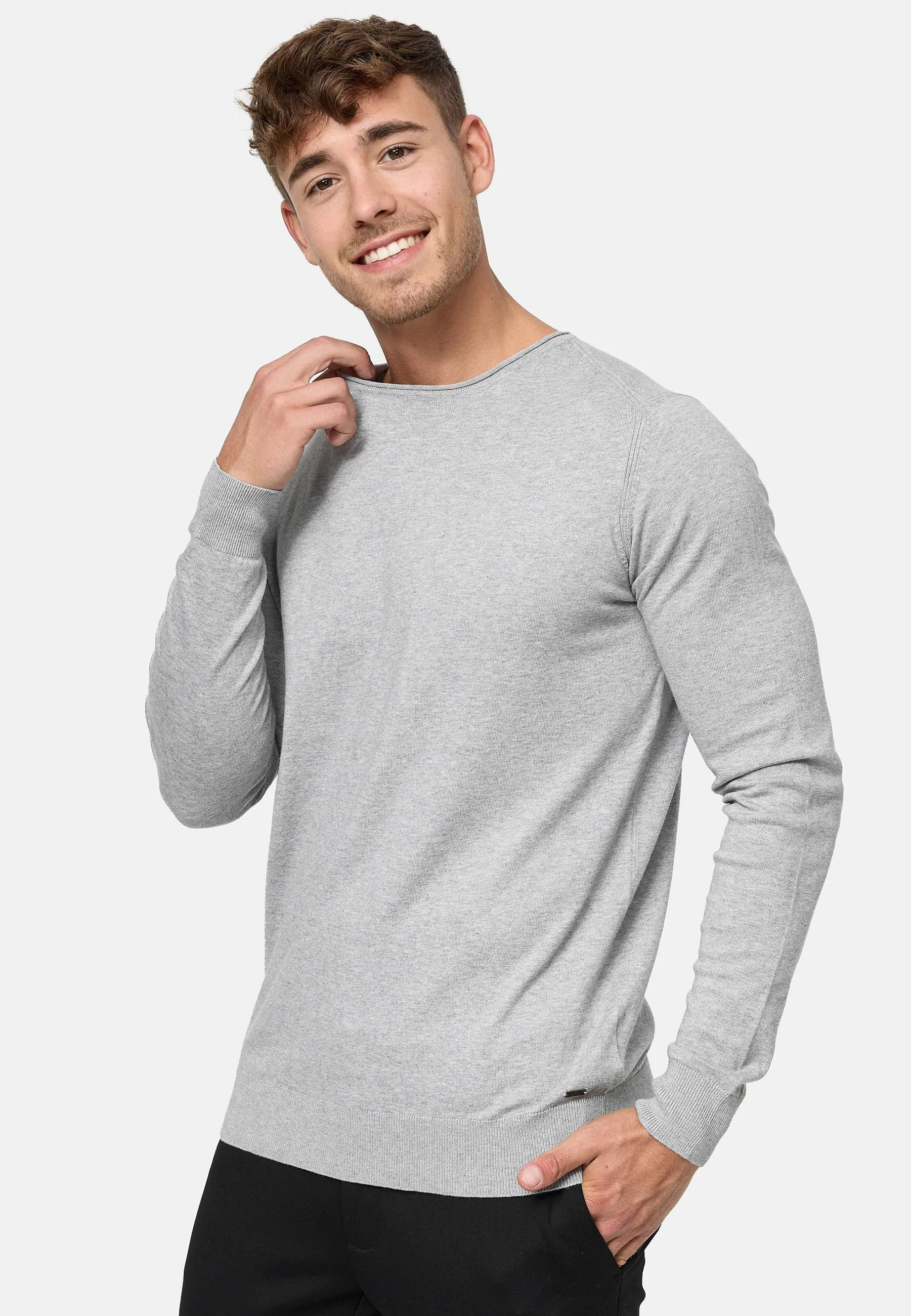 Indicode Herren Gamal Strickpullover mit Rundhals-Ausschnitt  aus 80% Baumwolle