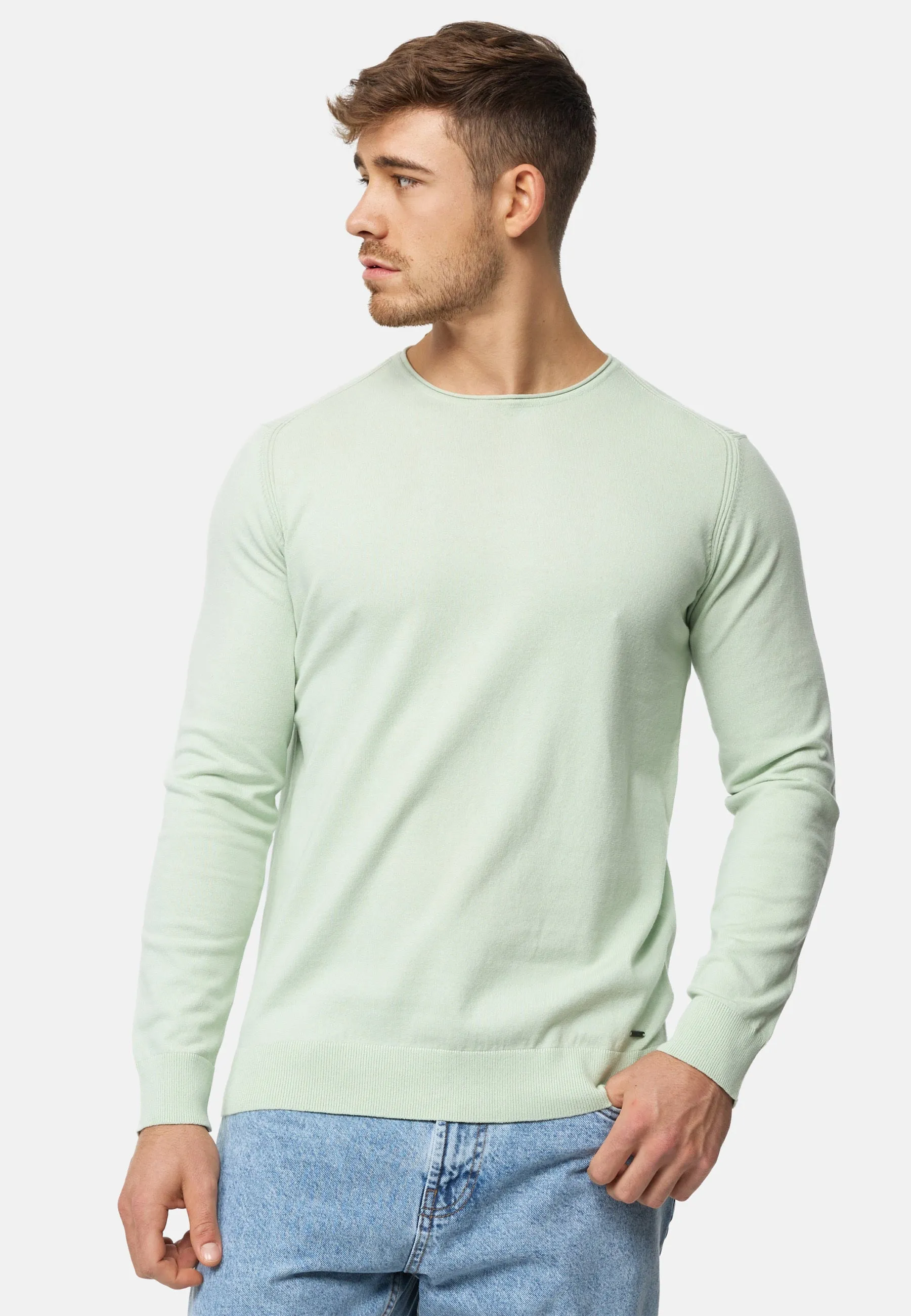 Indicode Herren Gamal Strickpullover mit Rundhals-Ausschnitt  aus 80% Baumwolle