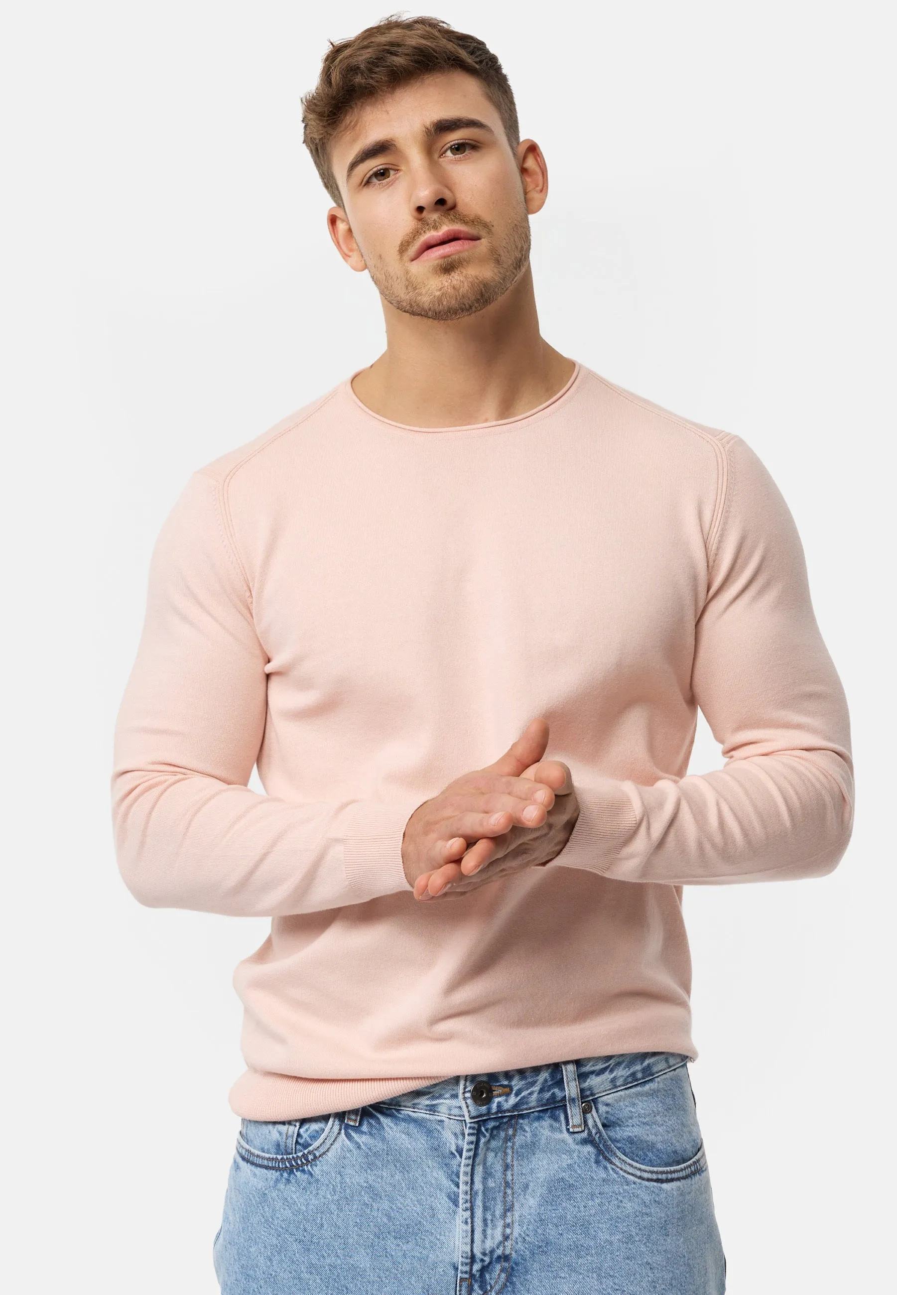 Indicode Herren Gamal Strickpullover mit Rundhals-Ausschnitt  aus 80% Baumwolle