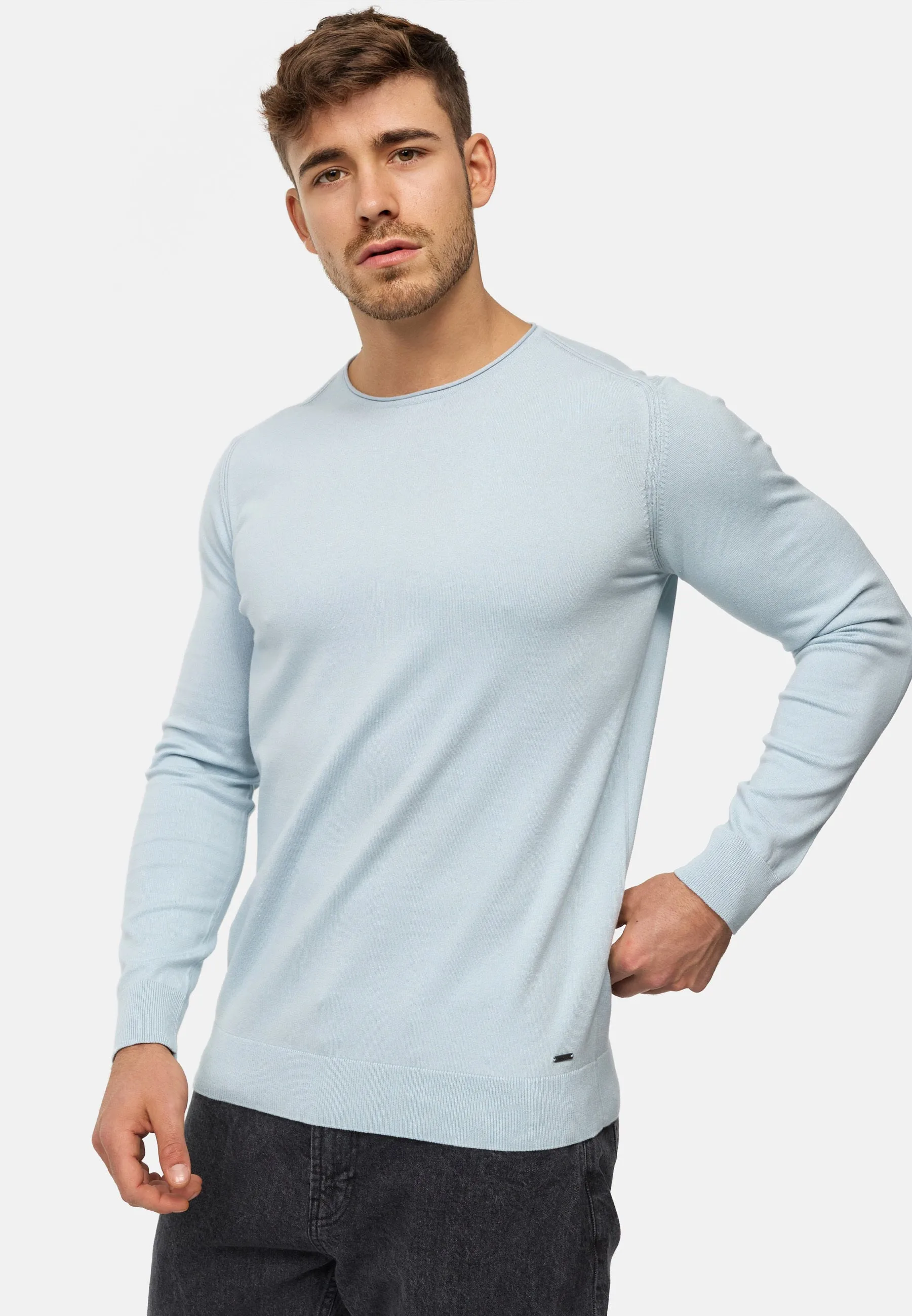 Indicode Herren Gamal Strickpullover mit Rundhals-Ausschnitt  aus 80% Baumwolle