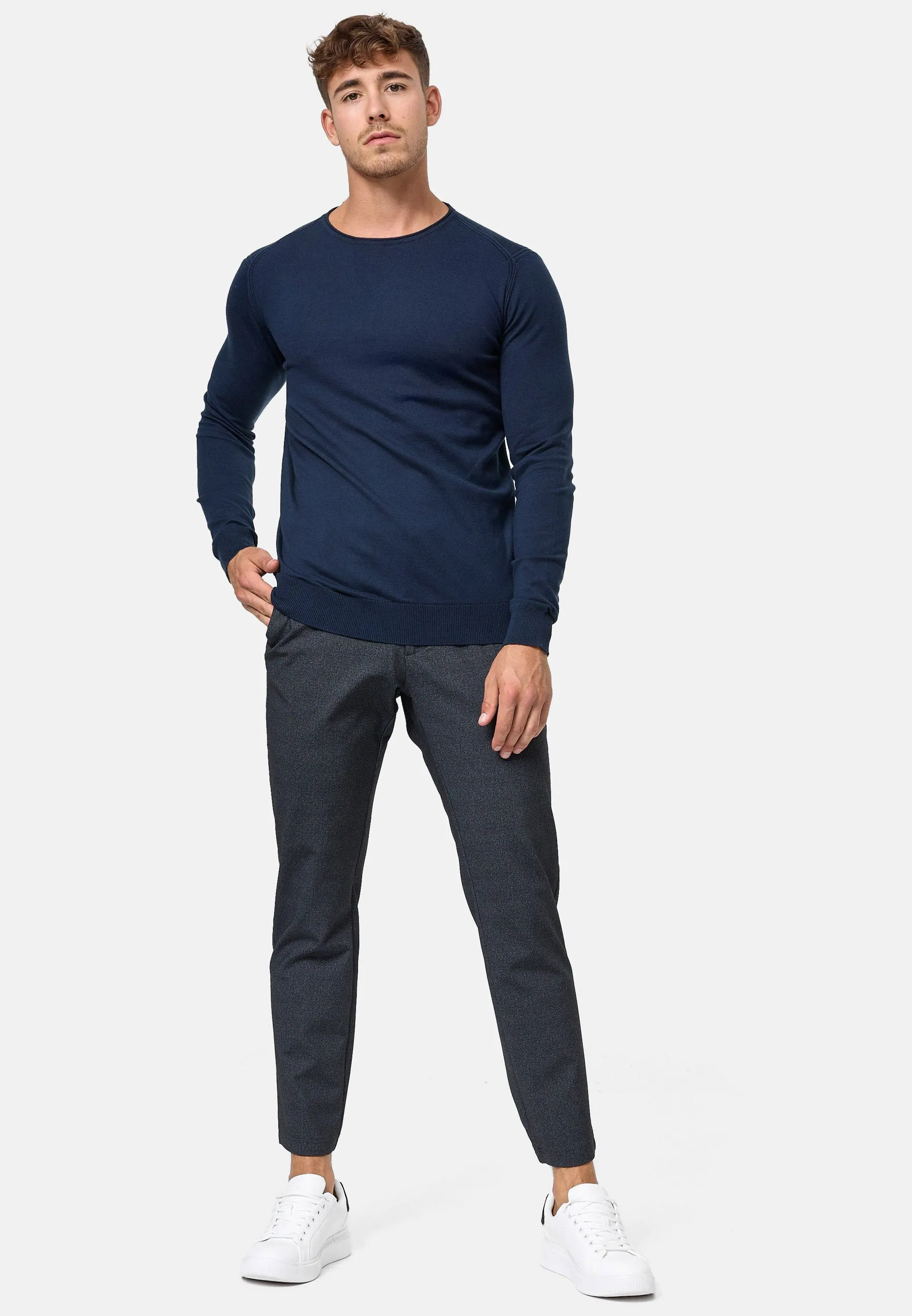 Indicode Herren Gamal Strickpullover mit Rundhals-Ausschnitt  aus 80% Baumwolle