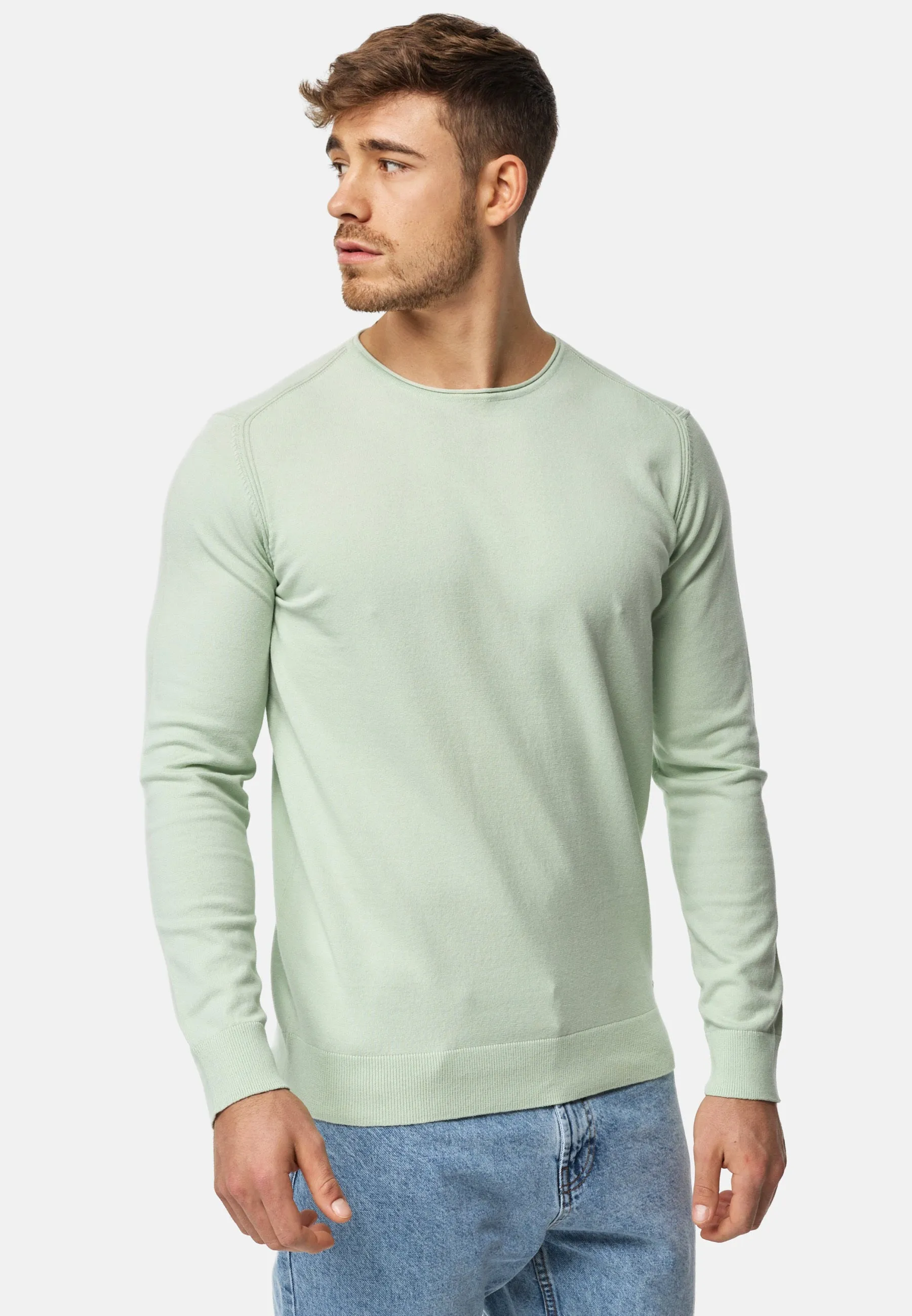 Indicode Herren Gamal Strickpullover mit Rundhals-Ausschnitt  aus 80% Baumwolle
