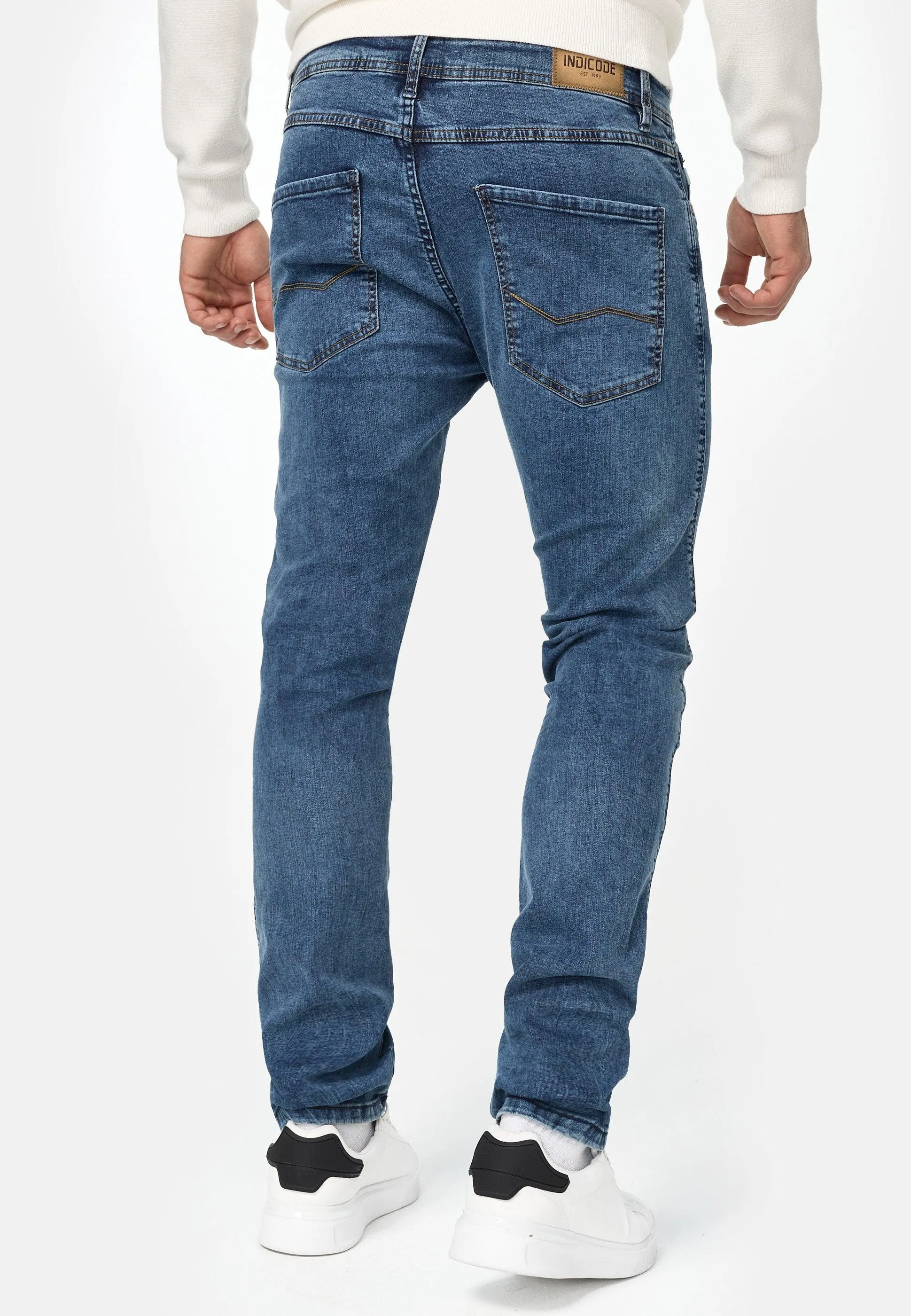 Indicode Herren Jake Super Stretch Jeanshose aus 90% Baumwolle mit 5 Taschen
