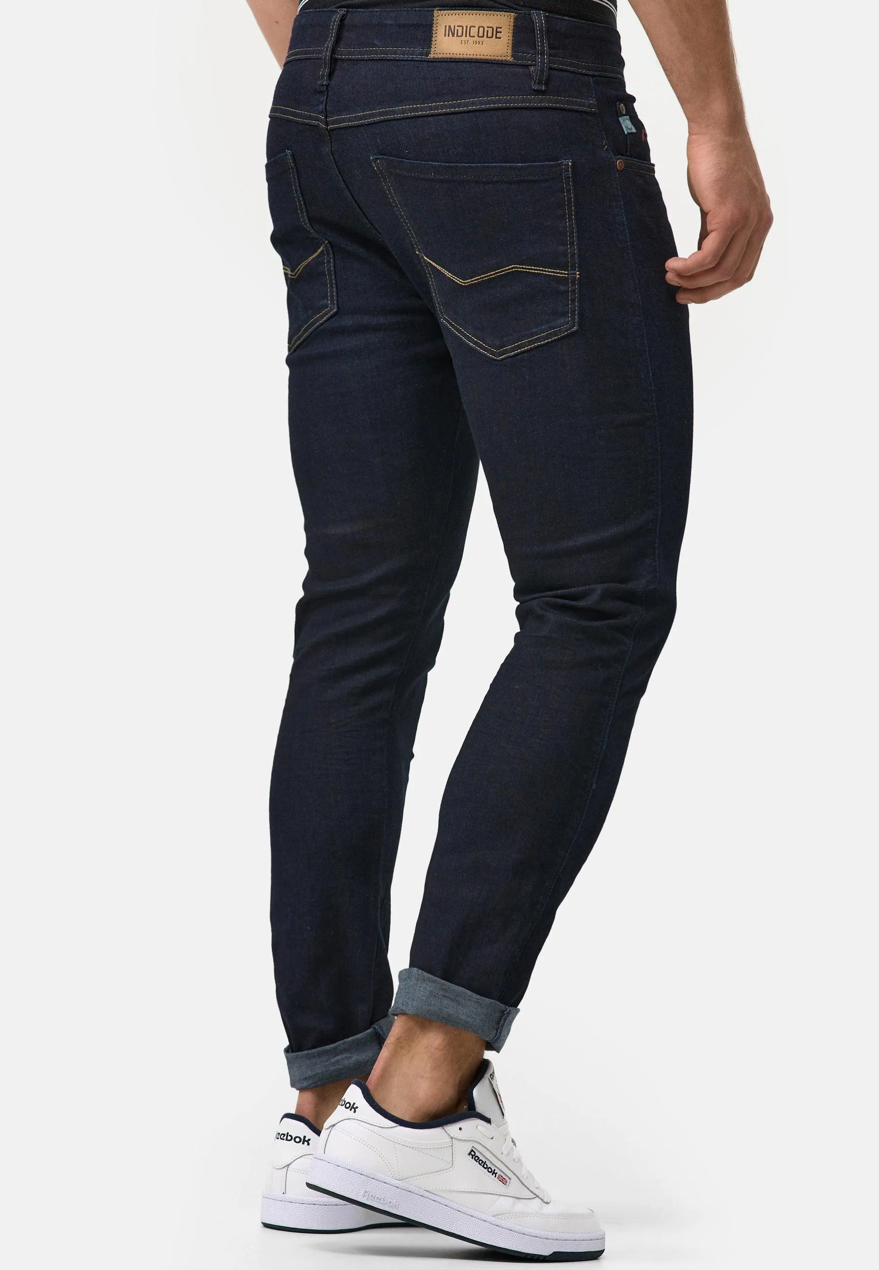 Indicode Herren Jake Super Stretch Jeanshose aus 90% Baumwolle mit 5 Taschen