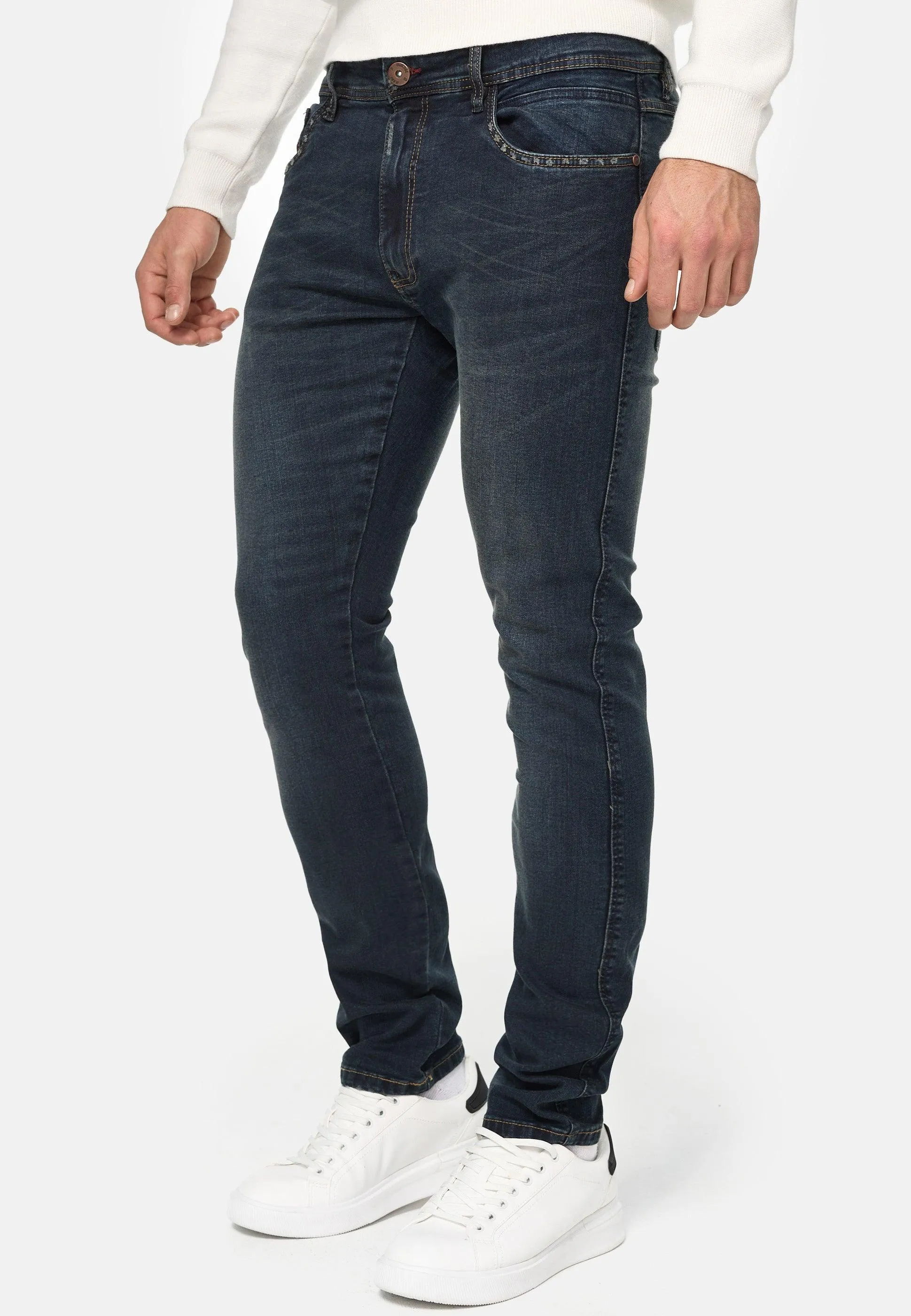 Indicode Herren Jake Super Stretch Jeanshose aus 90% Baumwolle mit 5 Taschen