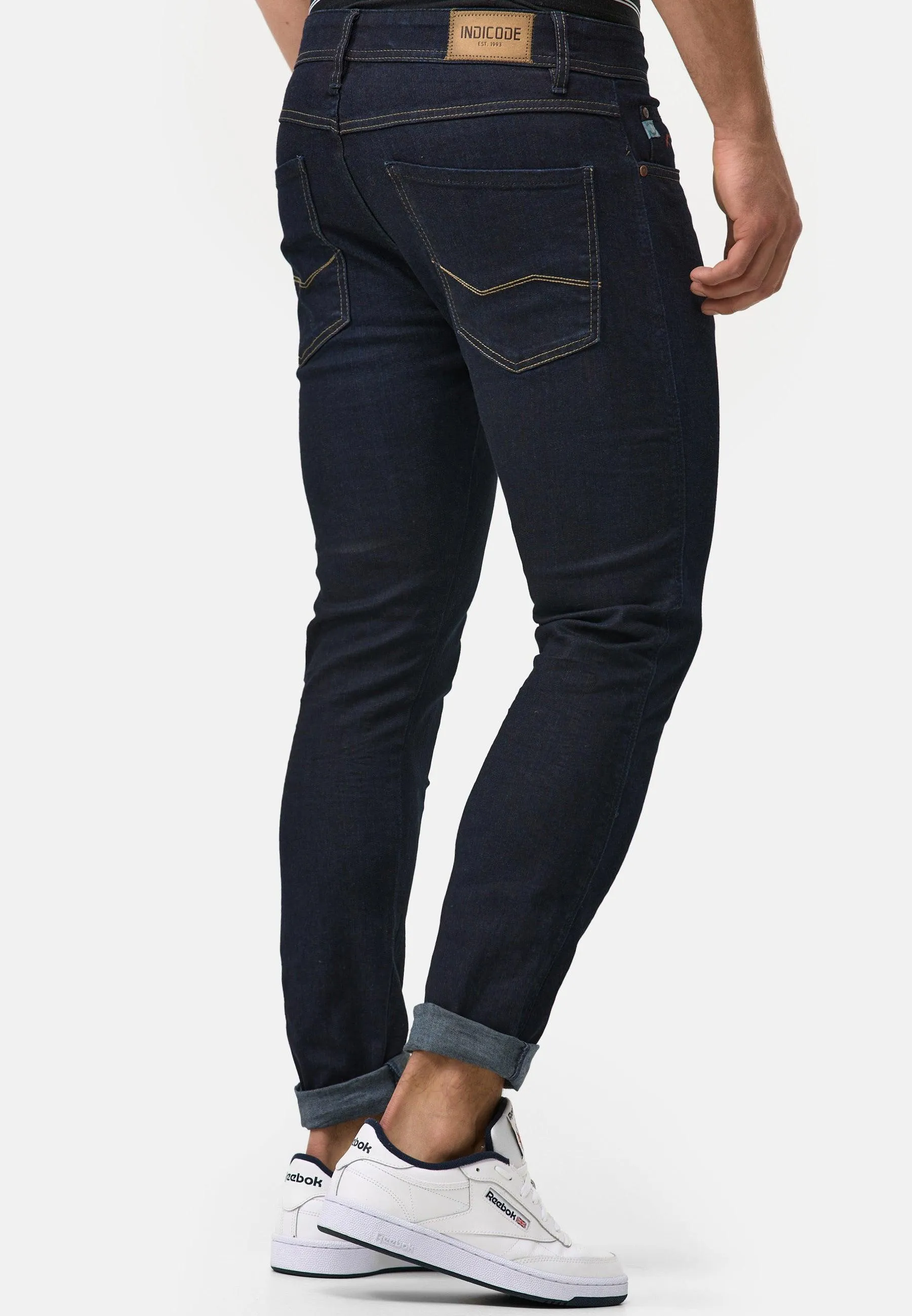 Indicode Herren Jake Super Stretch Jeanshose aus 90% Baumwolle mit 5 Taschen