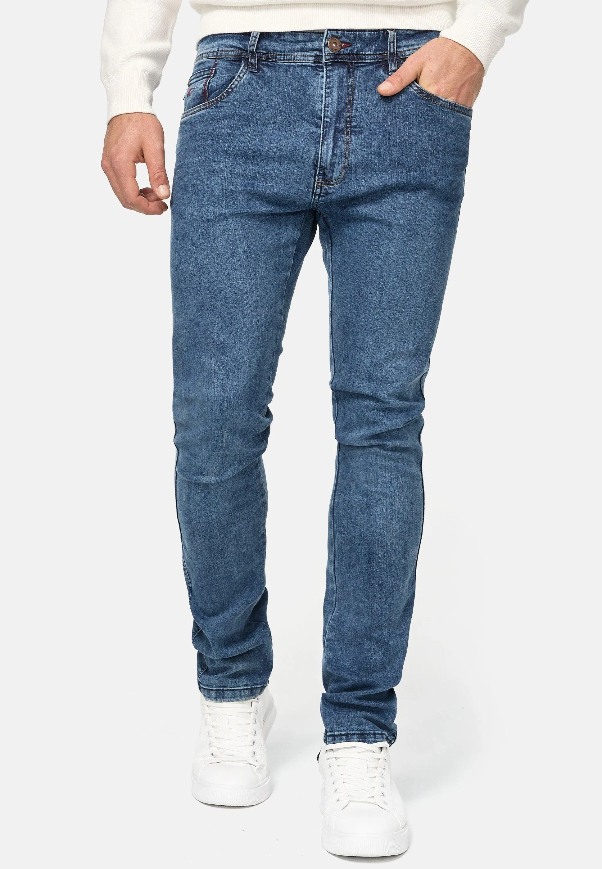 Indicode Herren Jake Super Stretch Jeanshose aus 90% Baumwolle mit 5 Taschen