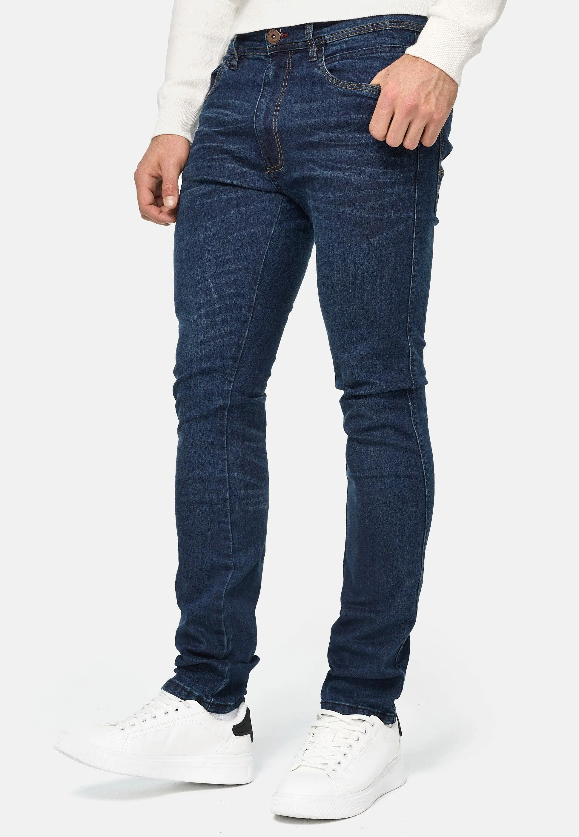 Indicode Herren Jake Super Stretch Jeanshose aus 90% Baumwolle mit 5 Taschen