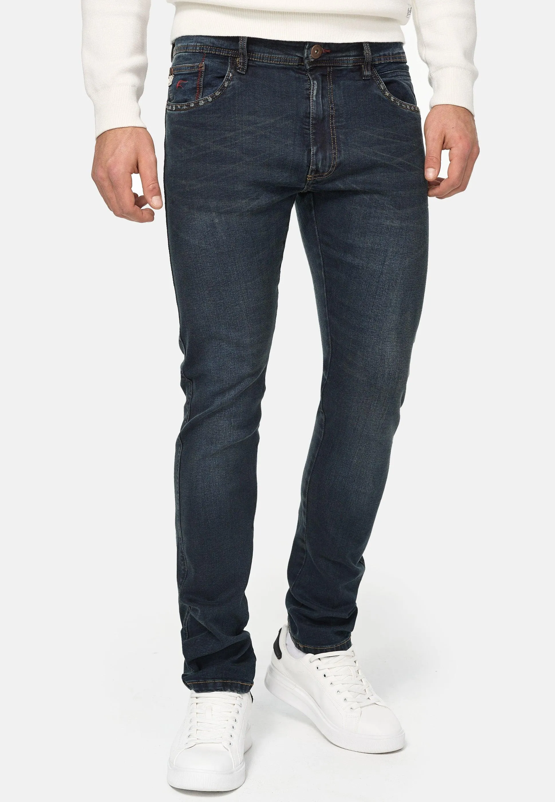Indicode Herren Jake Super Stretch Jeanshose aus 90% Baumwolle mit 5 Taschen