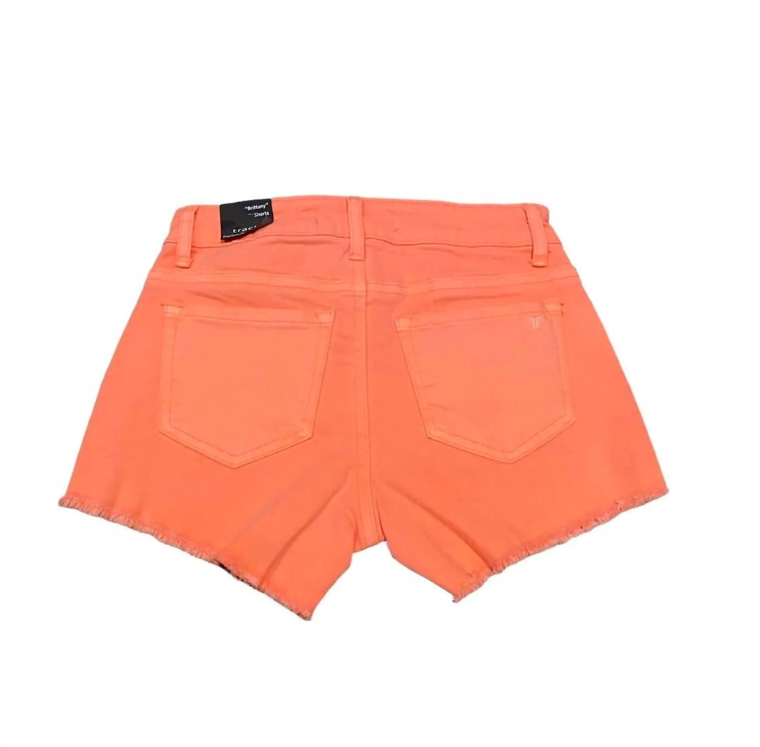Kids Brittany Denim Shorts In Neon Orange