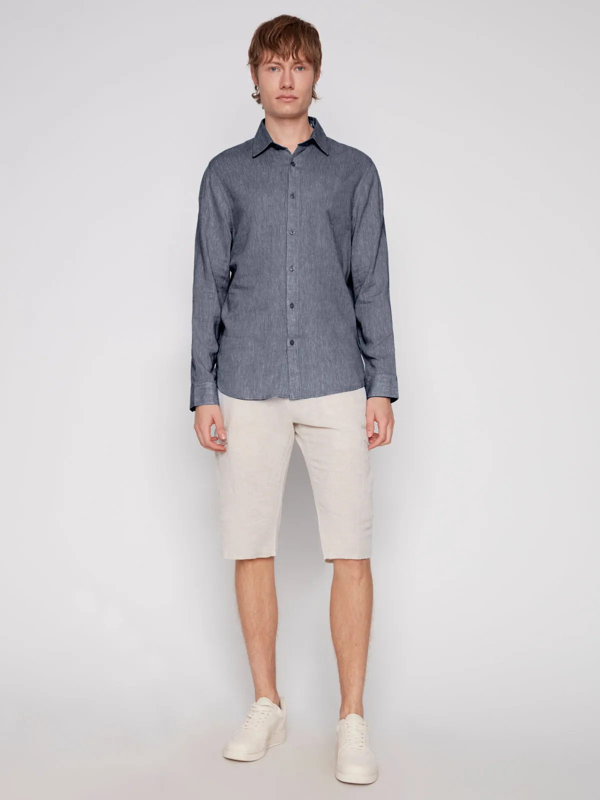 LINEN BLEND LONG SLEEVE SHIRT