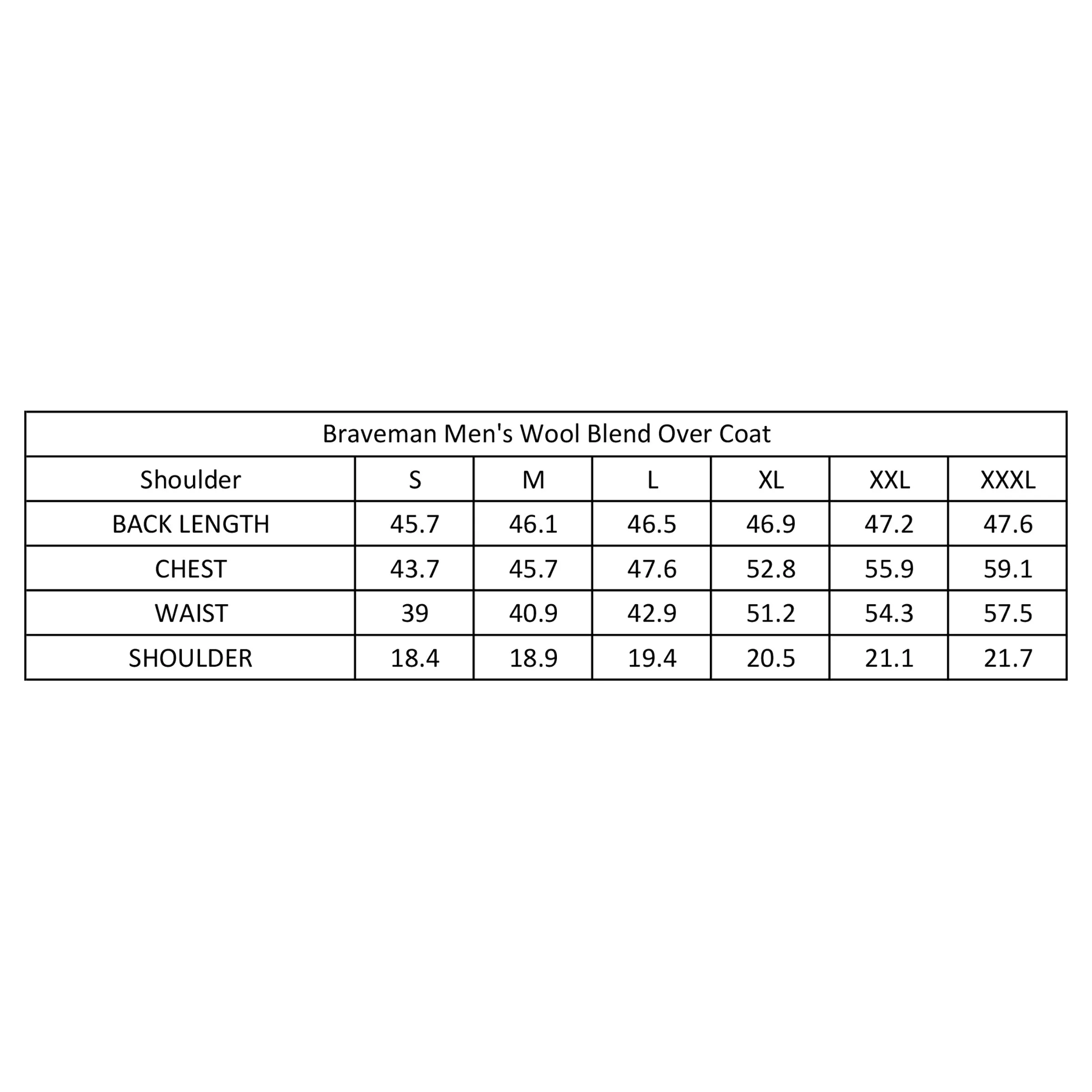 Men's Double-Breasted Knee Length Wool Blend Three Button Long Jacket Overcoat Top Coat