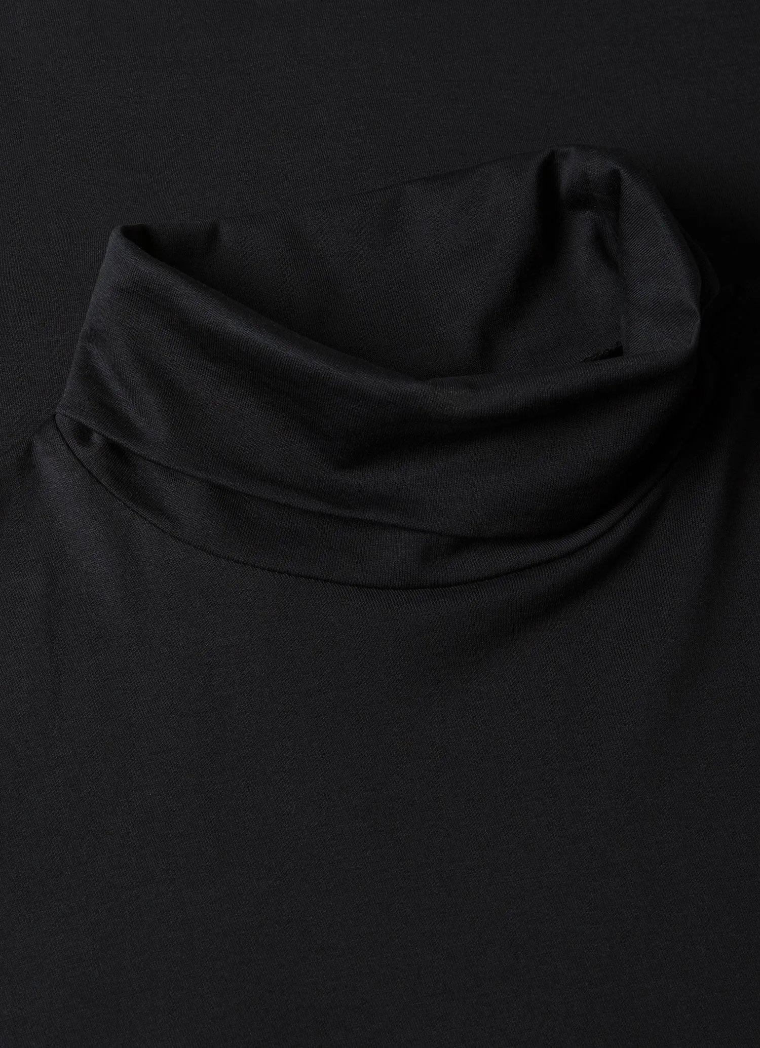 Men's Long Sleeve Roll Neck in Black Sunspel