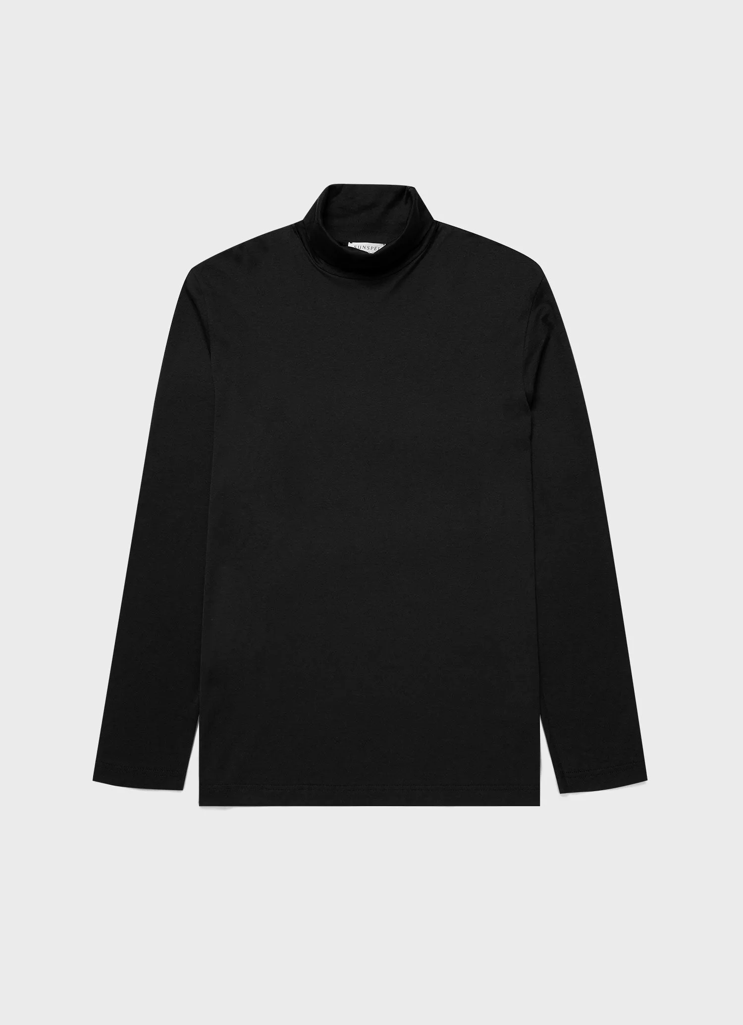 Men's Long Sleeve Roll Neck in Black Sunspel