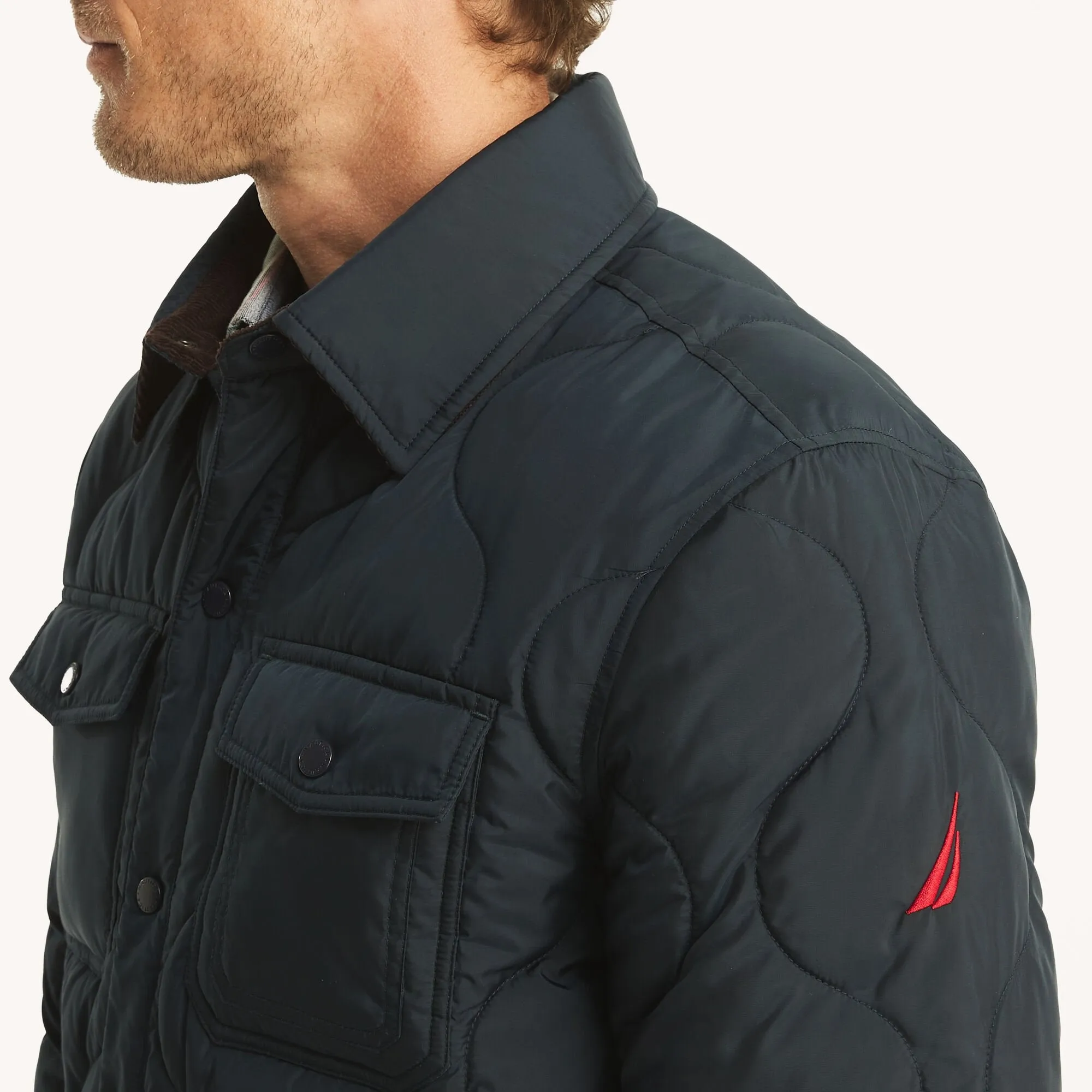 Nautica Mens Tempasphere Quilted Shirt Jacket