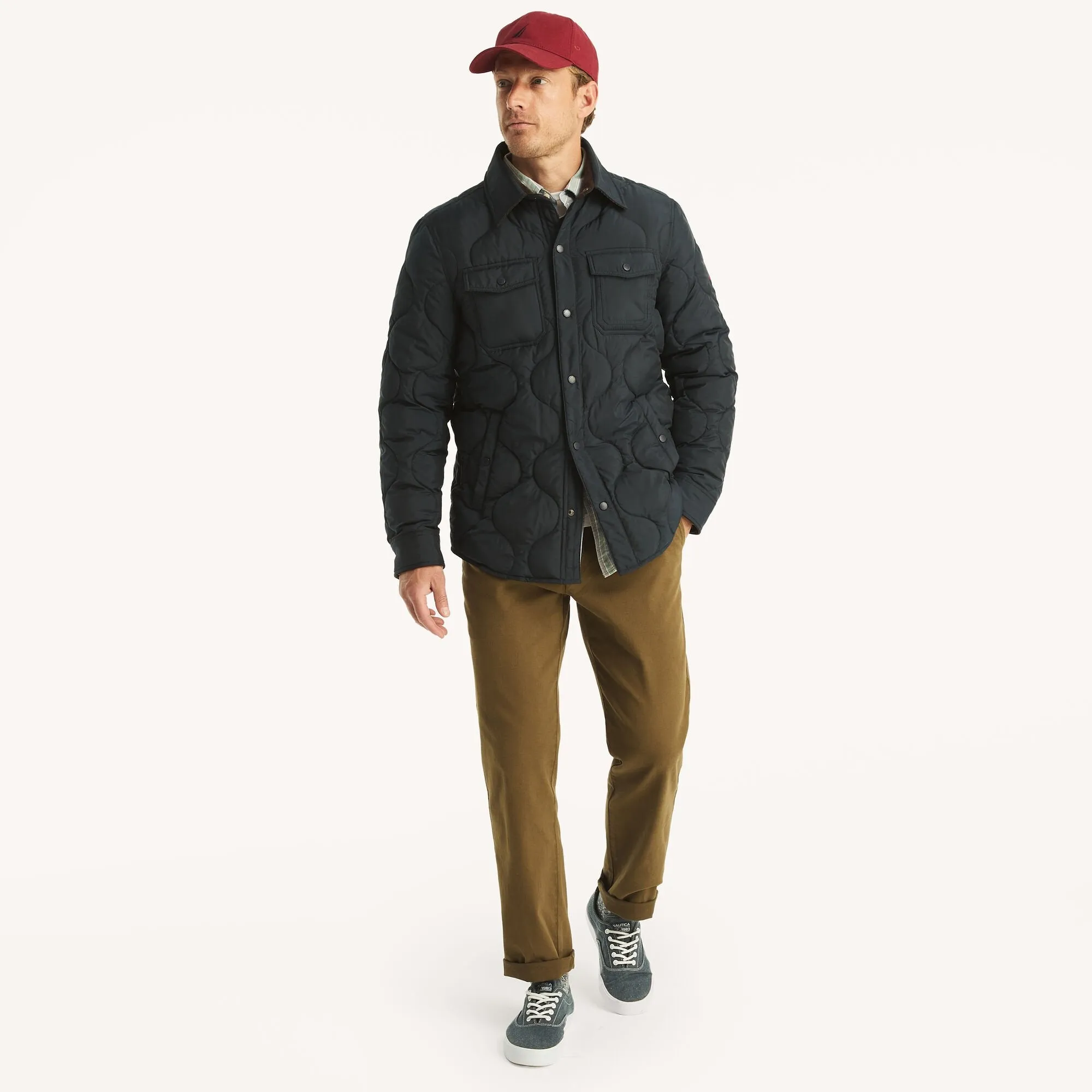 Nautica Mens Tempasphere Quilted Shirt Jacket