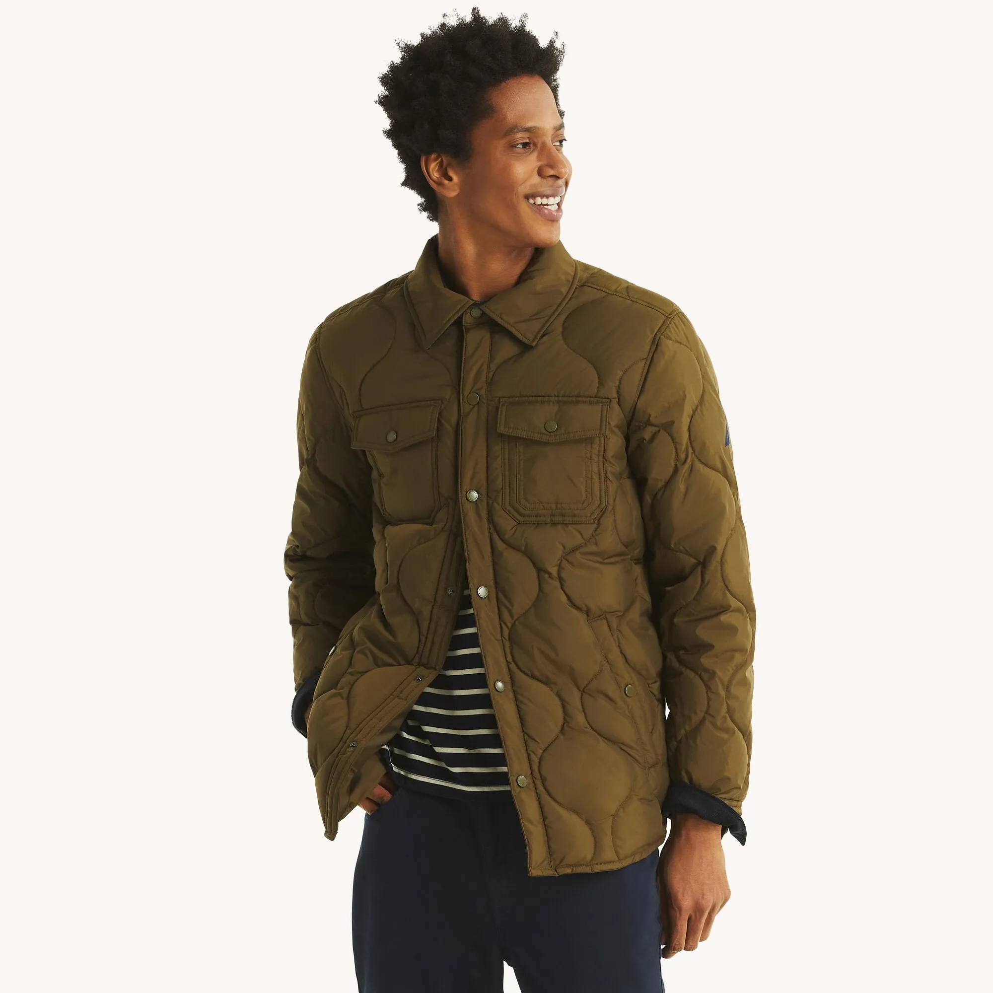 Nautica Mens Tempasphere Quilted Shirt Jacket