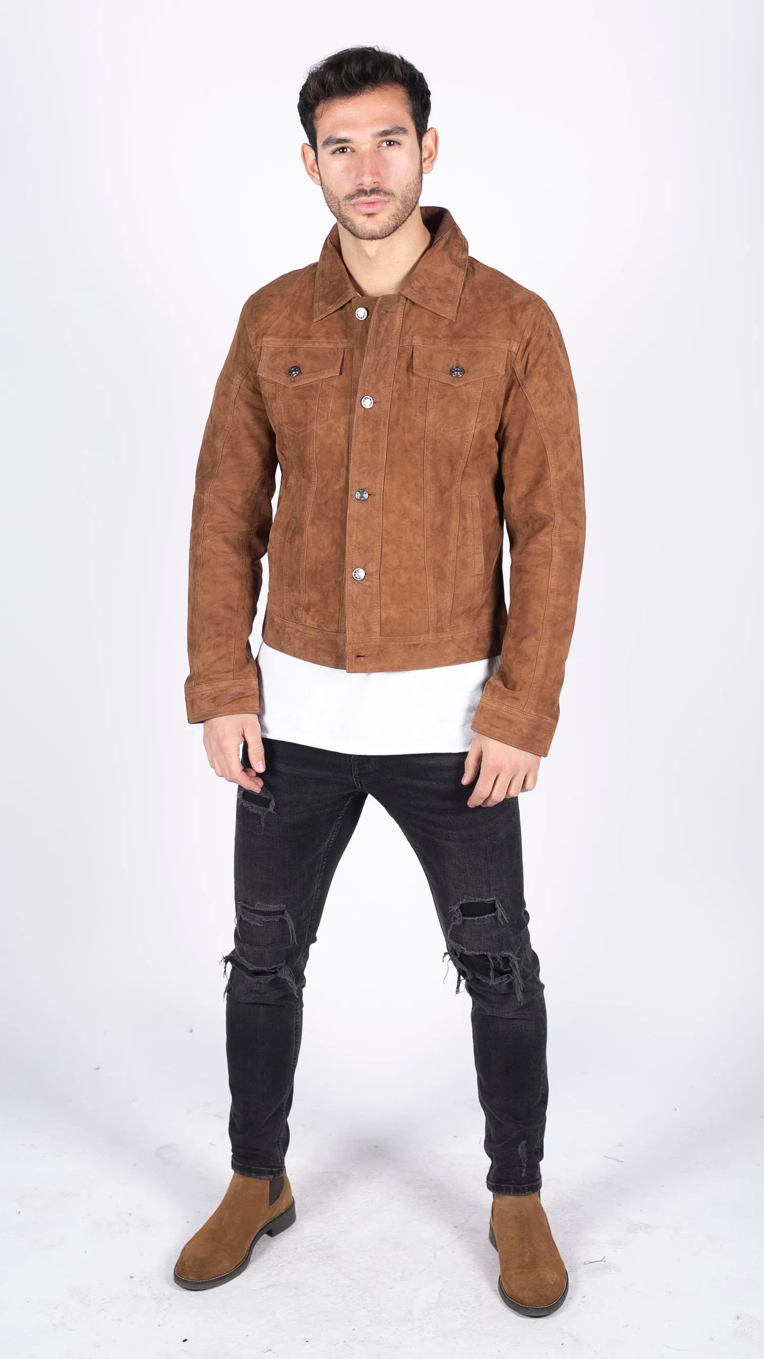 Navy Suede Jacket Leather Biker Vintage