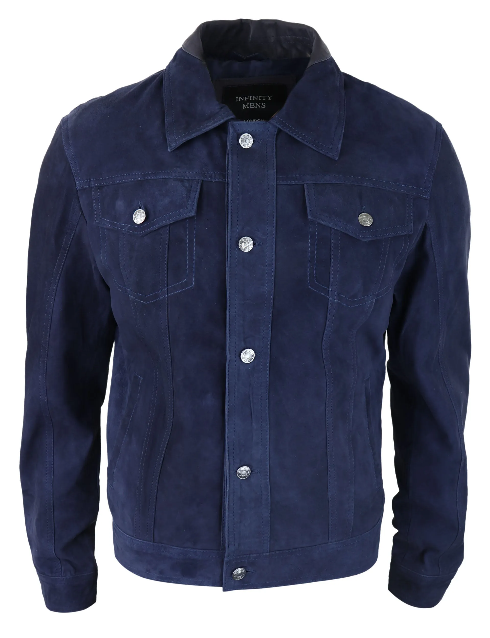 Navy Suede Jacket Leather Biker Vintage