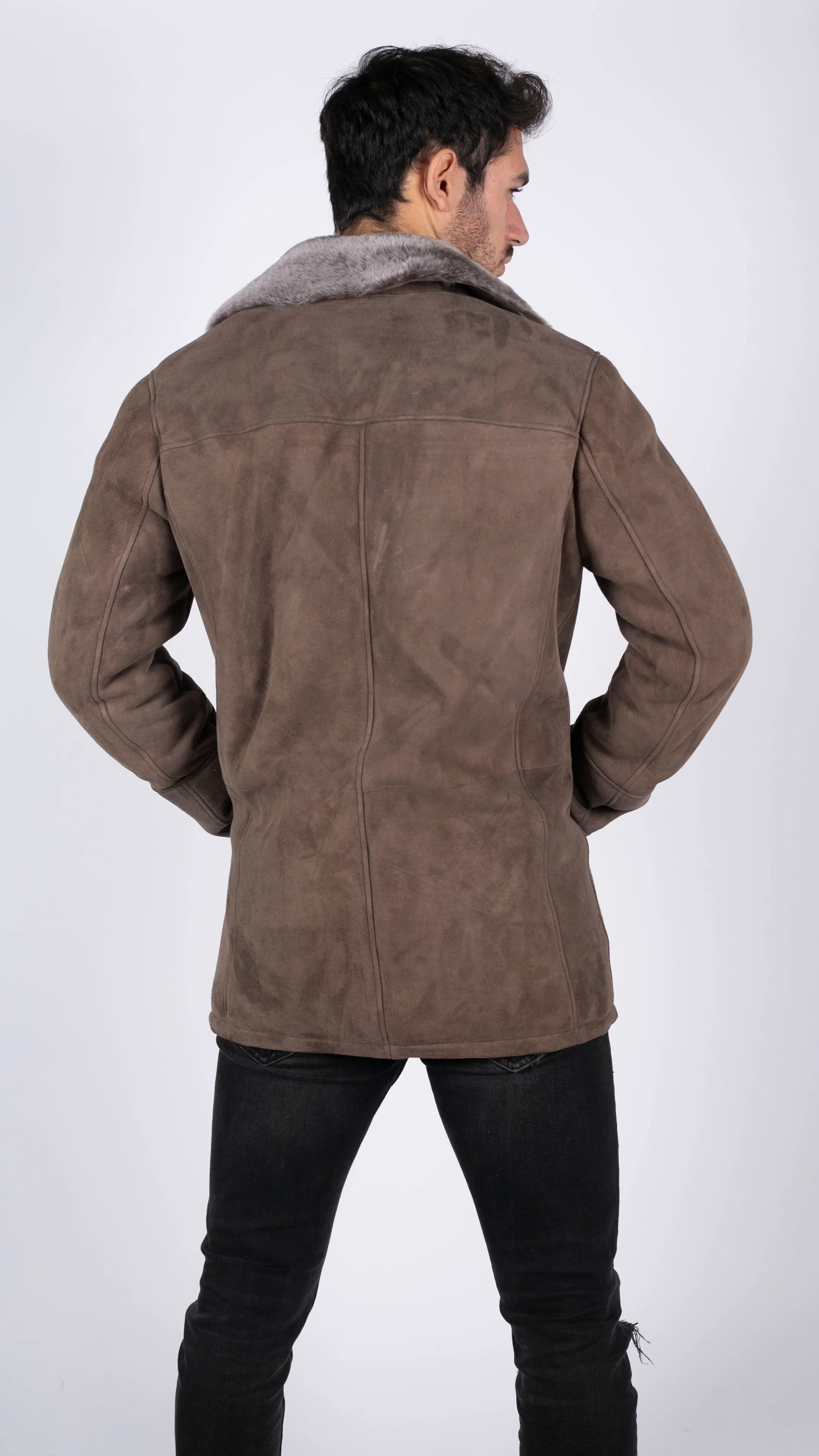 Sheepskin Coat Beige Jacket Button Down