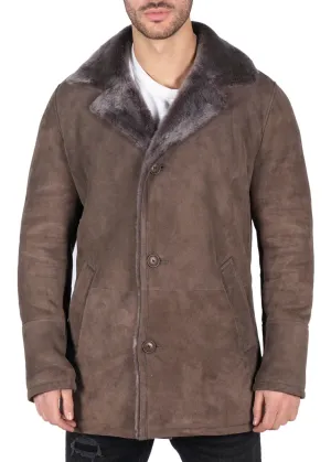 Sheepskin Coat Beige Jacket Button Down