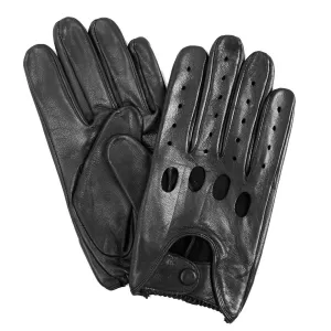 Signature Men's Smooth Leather Driving Gloves In Black