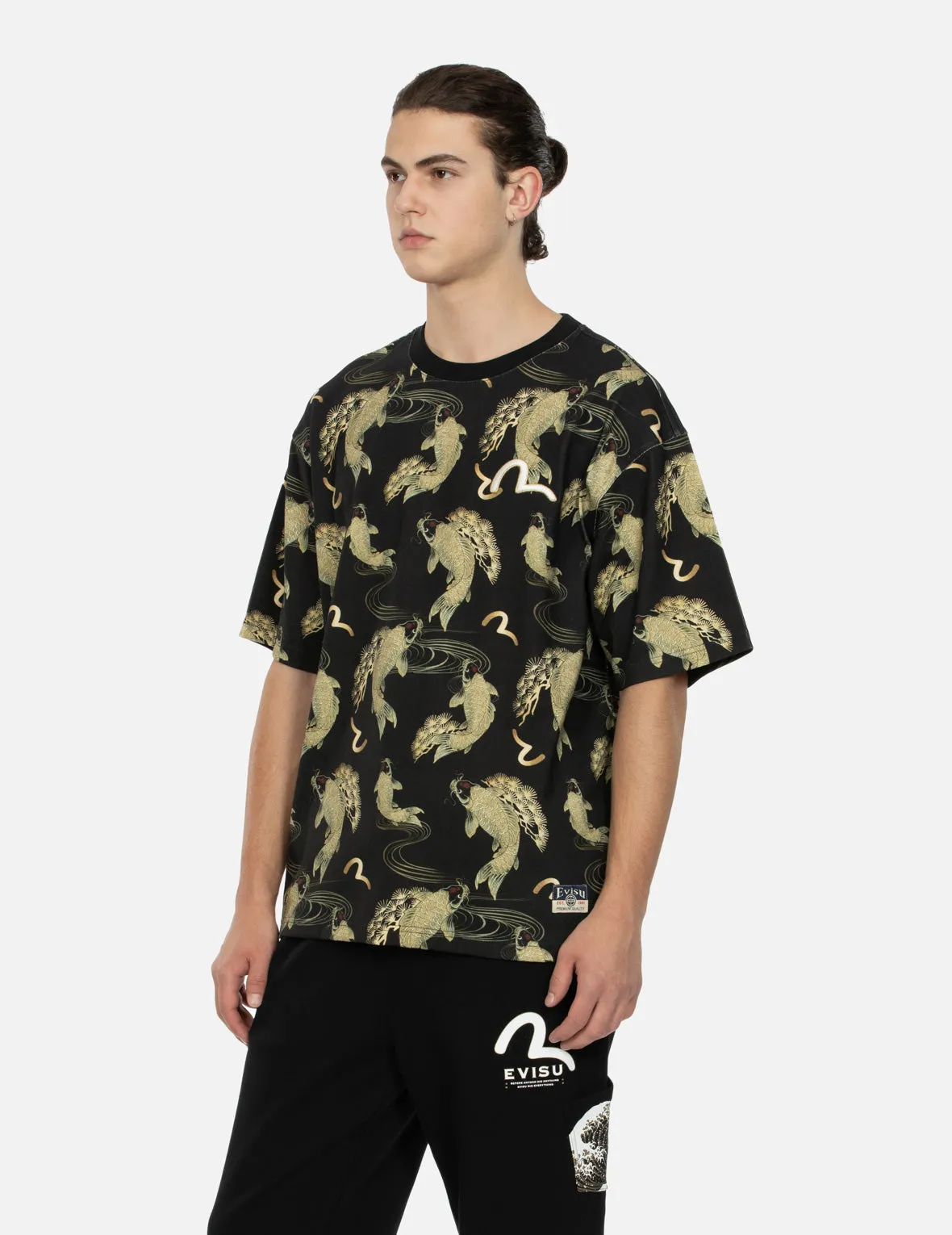 SPRING/ SUMMER COLLECTION 2025 Allover Carp and Seagull Print Relax Fit T-shirt