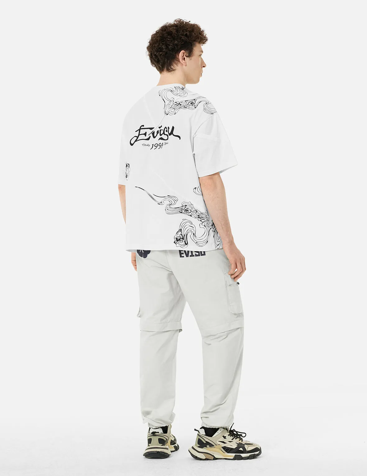 SPRING/ SUMMER COLLECTION 2025 Auspicious Cloud and Logo Print Loose Fit T-Shirt
