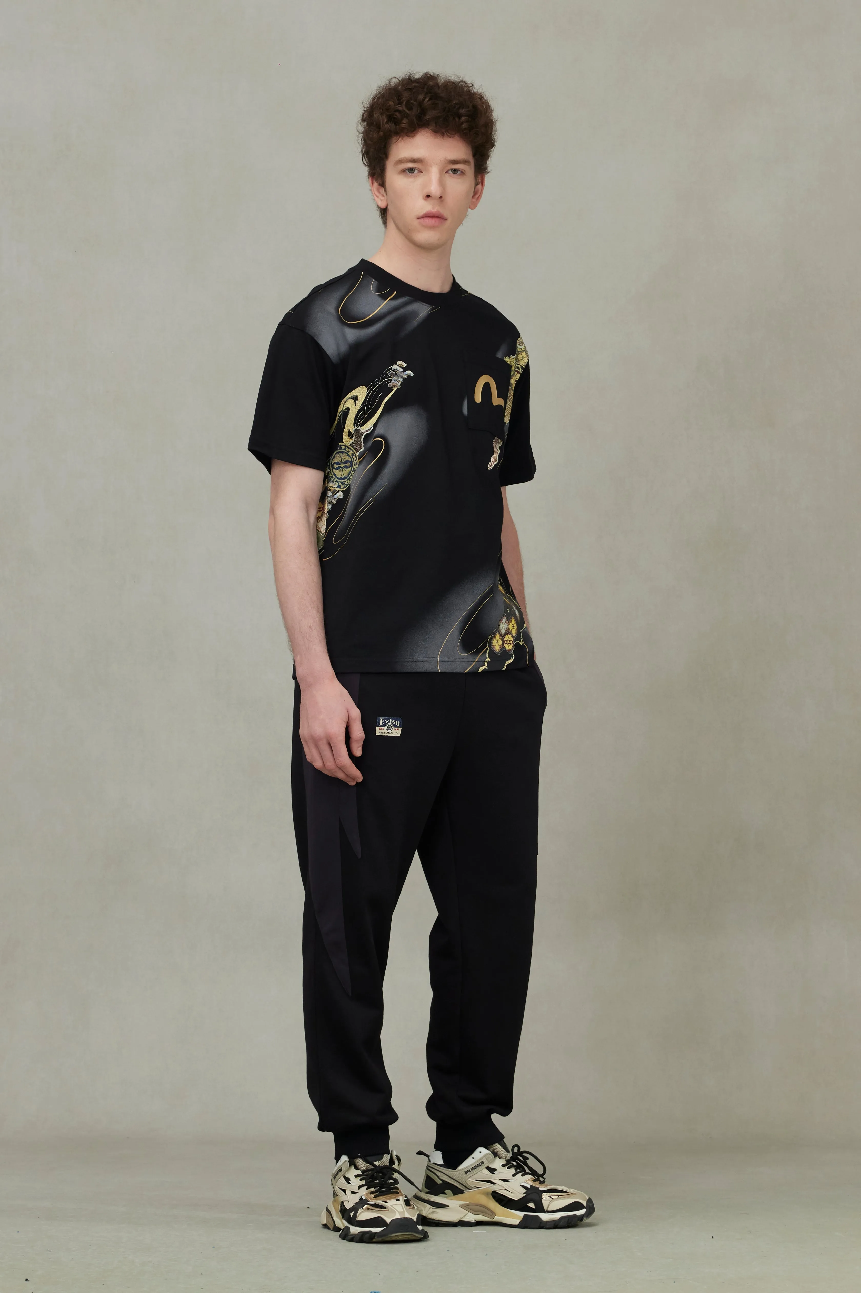 SPRING/ SUMMER COLLECTION 2025 Brocade Kamon and Allover Print Relax Fit T-Shirt