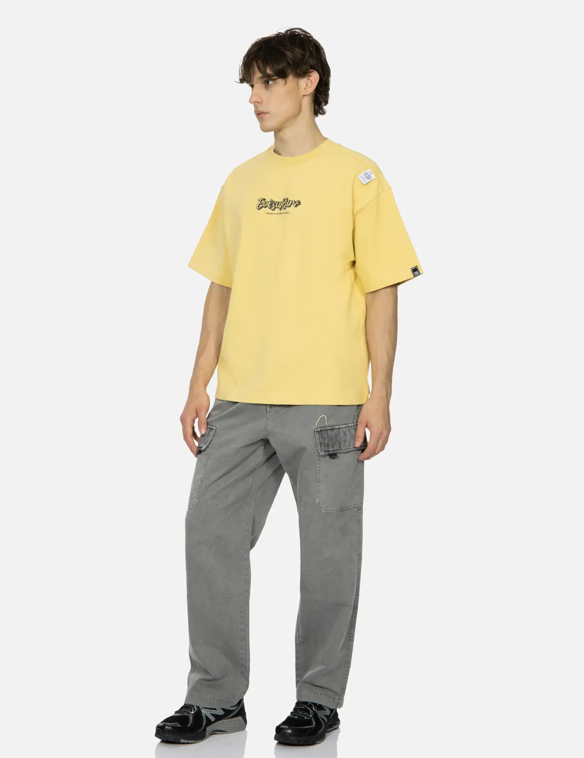 SPRING/ SUMMER COLLECTION 2025 Calligraphy Shadow Logo Embroidery and Seagull Print Loose Fit T-shirt